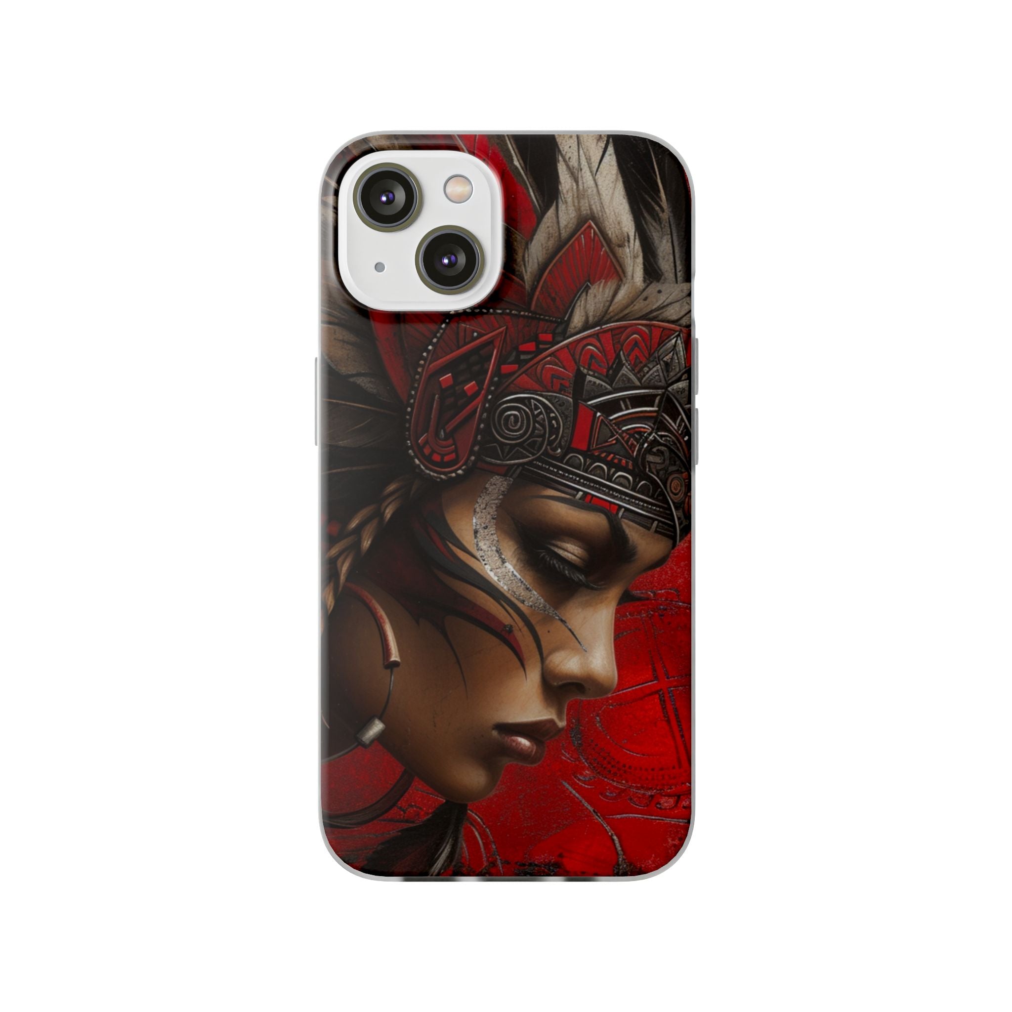 Aztec Sun Goddess – Flexi Phone Case (iPhone & Samsung • Clear TPU • Made in USA • Personalized Option)