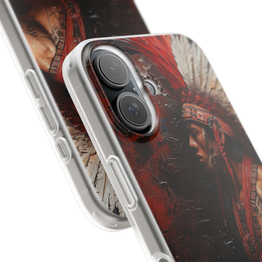 Aztec Noble Warrior – Flexi Phone Case (iPhone & Samsung • Clear TPU • Made in USA • Personalized Option)