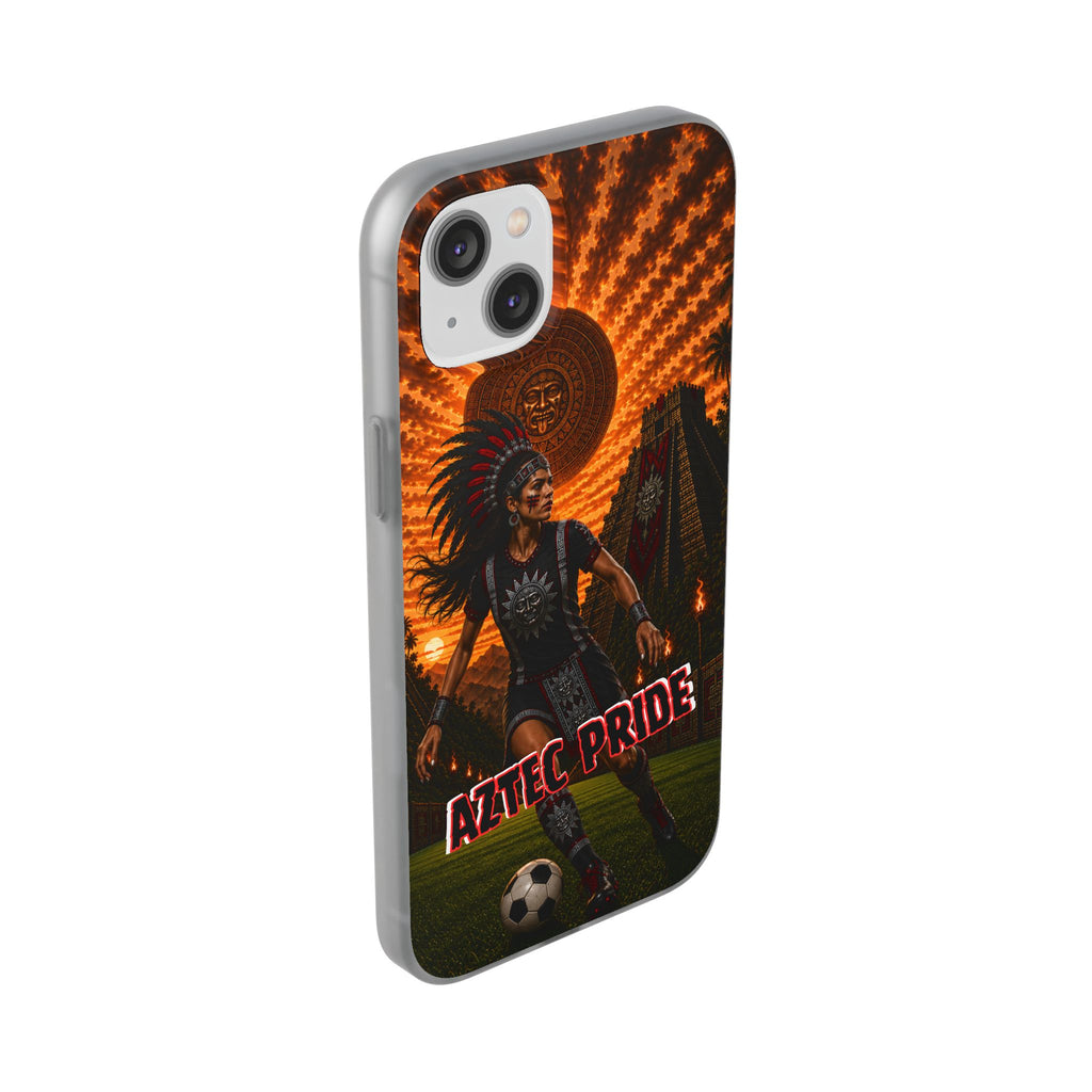 Aztec Soccer Female Warrior – Flexi Phone Case (iPhone & Samsung • Clear TPU • Made & Shipped in the USA • 🚚 FREE USA Shipping • Personalized Option)