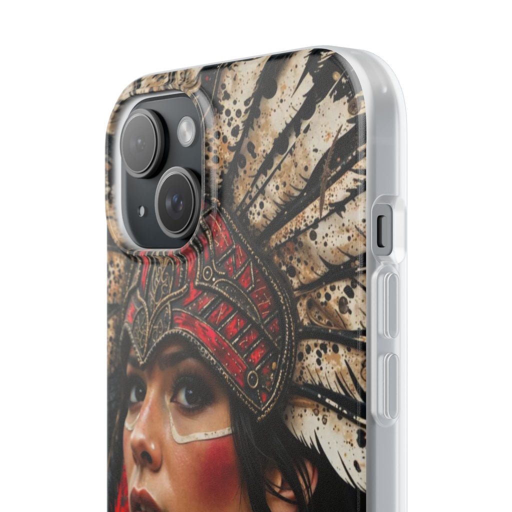 Aztec Moon Goddess – Flexi Phone Case (iPhone & Samsung • Clear TPU • Made in USA • Personalized Option)