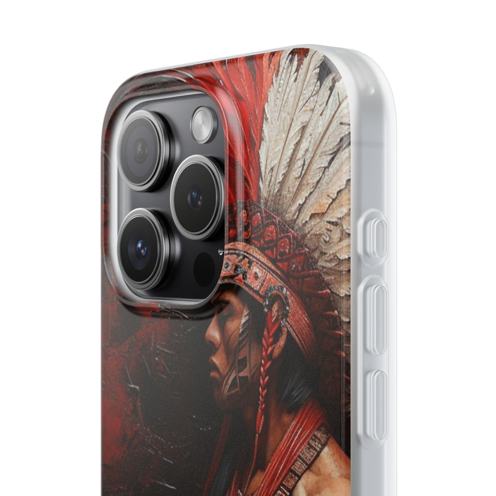 Aztec Noble Warrior – Flexi Phone Case (iPhone & Samsung • Clear TPU • Made in USA • Personalized Option)