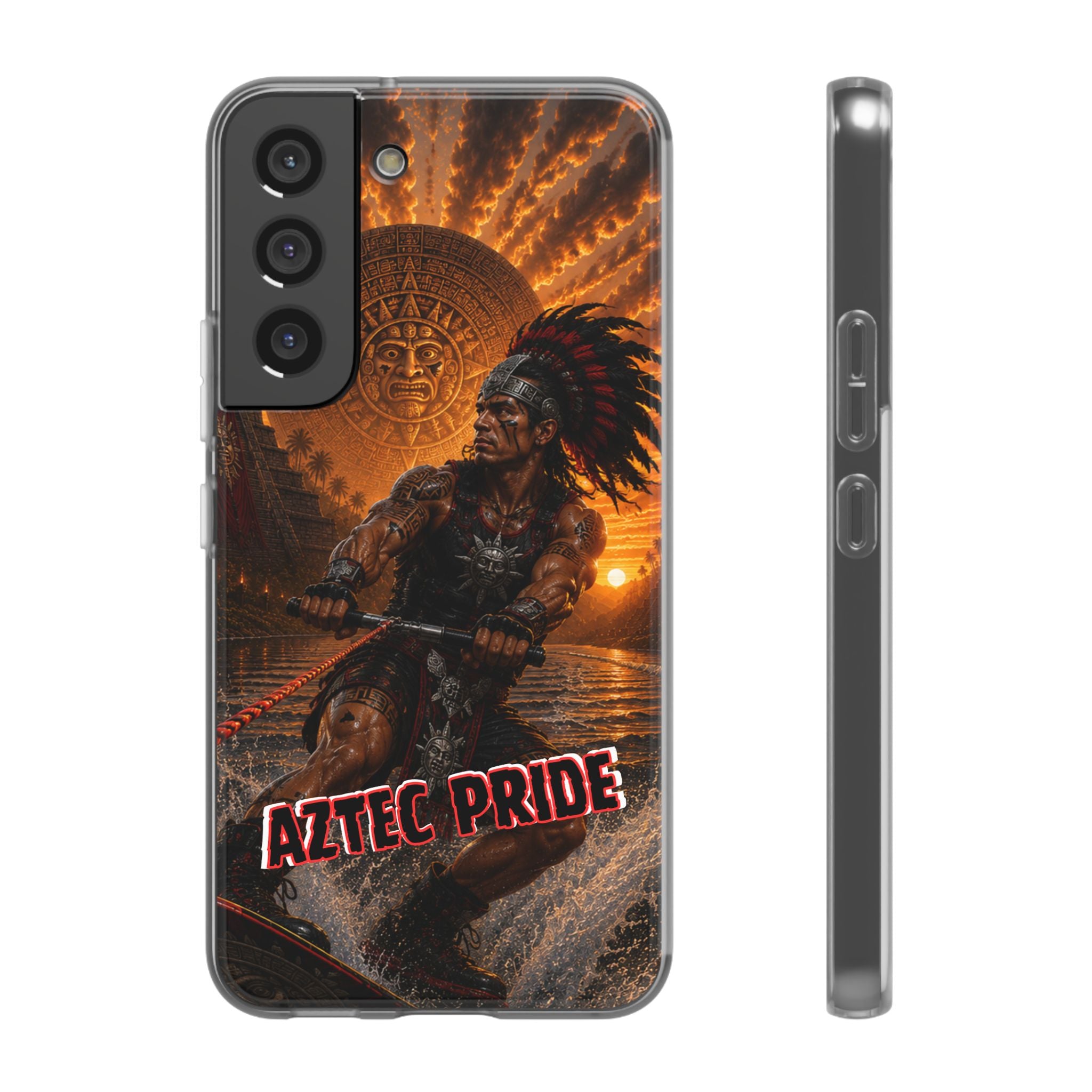 Aztec Wakeboard Male Warrior – Flexi Phone Case (iPhone & Samsung • Clear TPU • Made & Shipped in the USA • 🚚 FREE USA Shipping • Personalized Option)