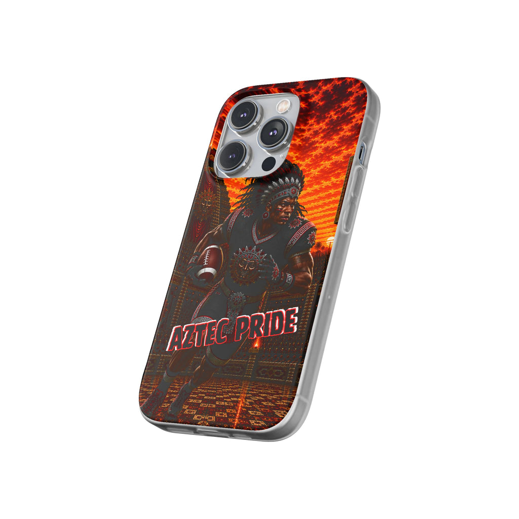 Aztec Football Warrior – Flexi Phone Case (iPhone & Samsung • Clear TPU • Made & Shipped in the USA • 🚚 FREE USA Shipping • Personalized Option)