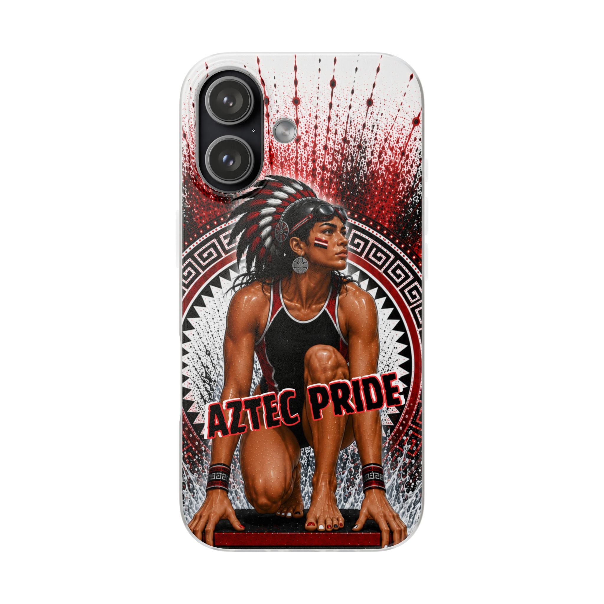 Aztec Swim & Dive Warrior – Flexi Phone Case (iPhone & Samsung • Clear TPU • Made & Shipped in the USA • 🚚 FREE USA Shipping • Personalized Option)