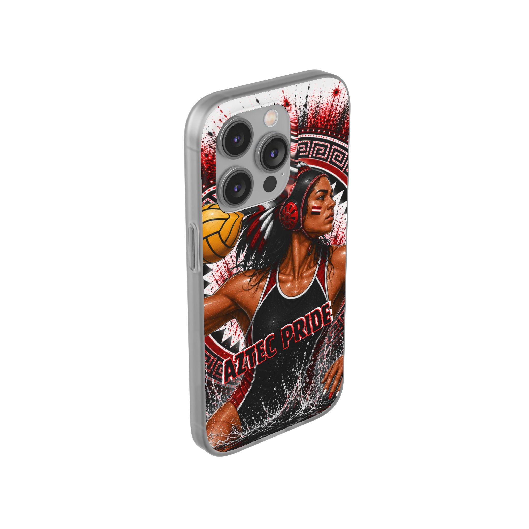 Aztec Water Polo Warrior – Flexi Phone Case (iPhone & Samsung • Clear TPU • Made in USA • Personalized Option)
