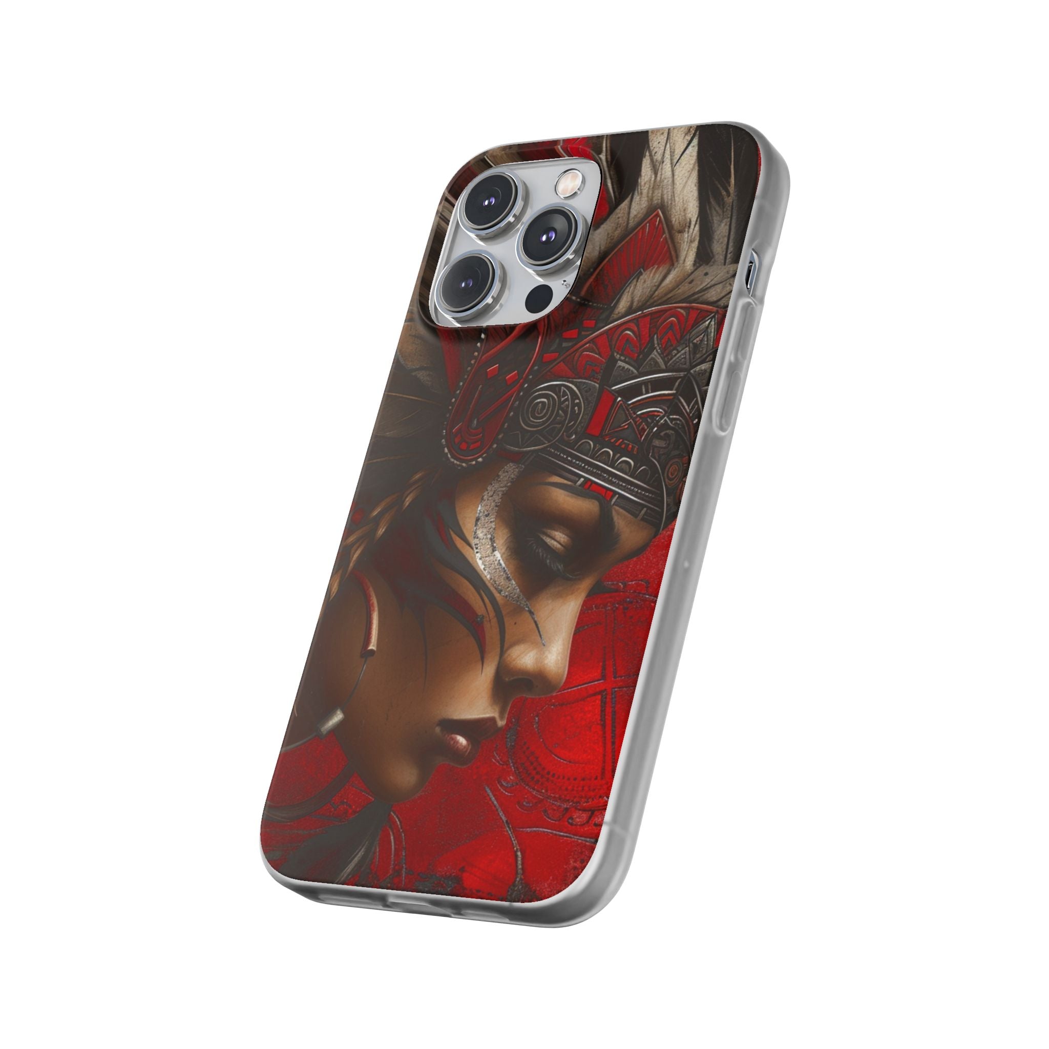 Aztec Sun Goddess – Flexi Phone Case (iPhone & Samsung • Clear TPU • Made in USA • Personalized Option)