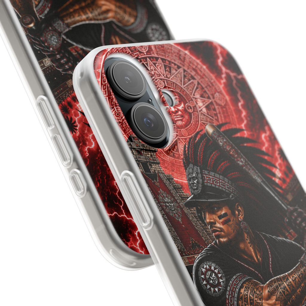 Aztec Baseball Warrior – Flexi Phone Case (iPhone & Samsung • Clear TPU • Made & Shipped in the USA • 🚚 FREE USA Shipping • Personalized Option)