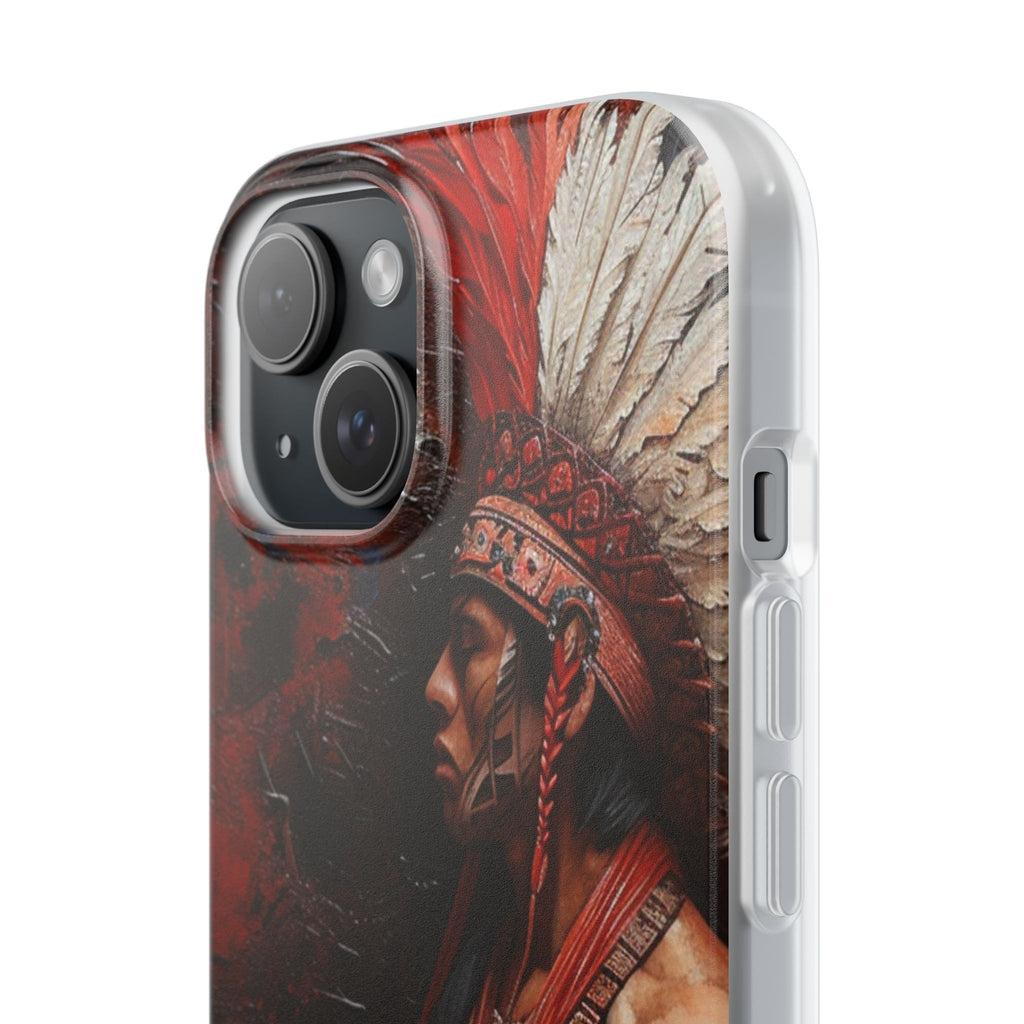 Aztec Noble Warrior – Flexi Phone Case (iPhone & Samsung • Clear TPU • Made in USA • Personalized Option)