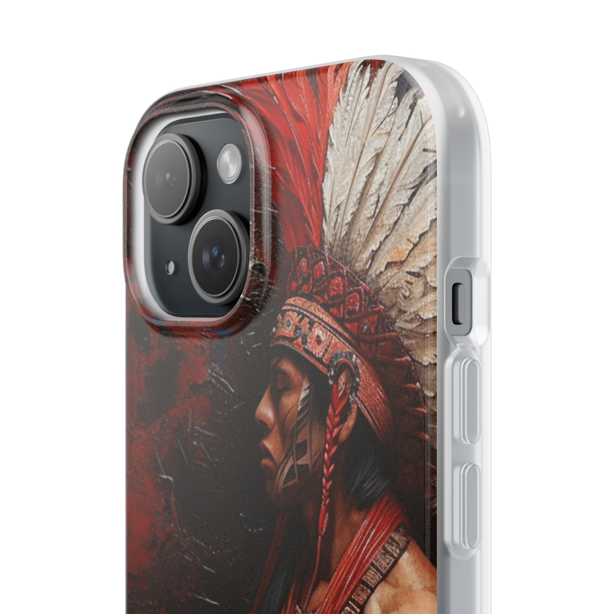 Aztec Noble Warrior – Flexi Phone Case (iPhone & Samsung • Clear TPU • Made in USA • Personalized Option)
