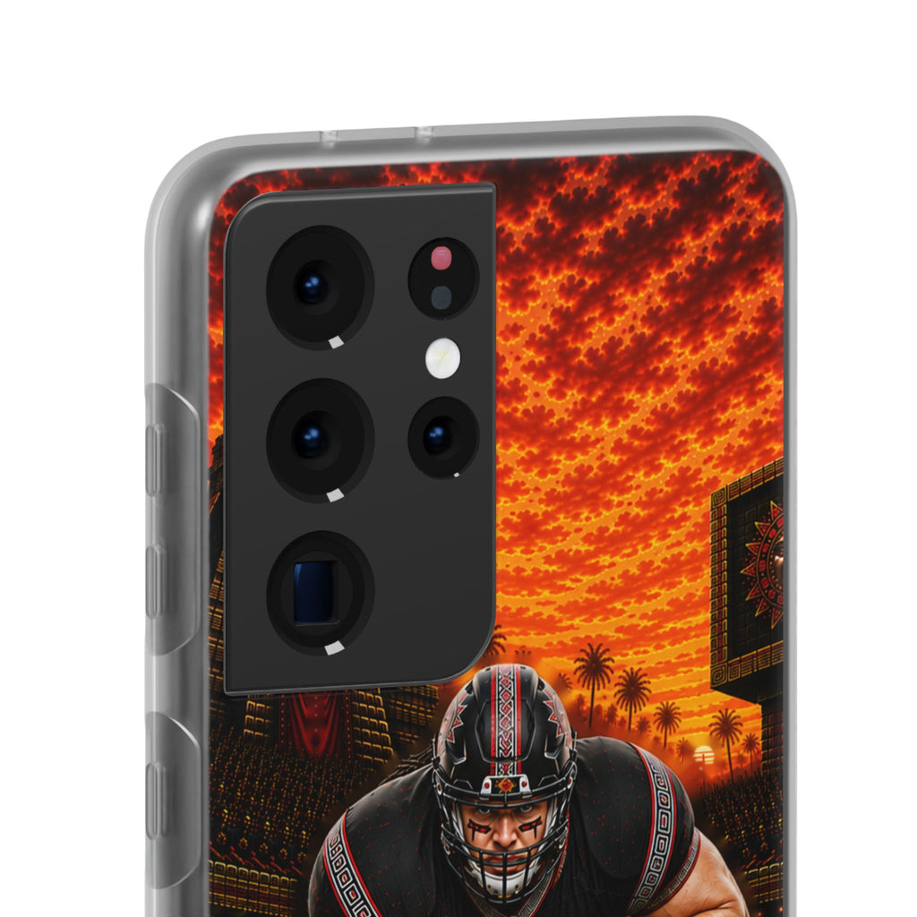 Aztec Football Warrior – Flexi Phone Case (iPhone & Samsung • Clear TPU • Made & Shipped in the USA • 🚚 FREE USA Shipping • Personalized Option)
