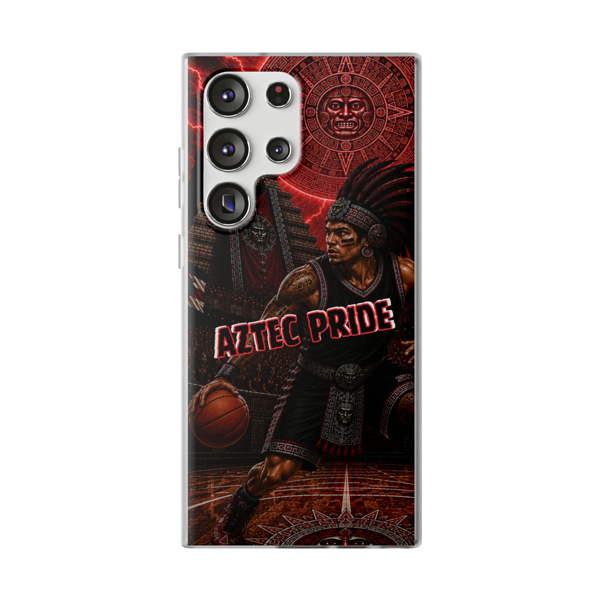 Aztec Basketall Warrior – Flexi Phone Case (iPhone & Samsung • Clear TPU • Made & Shipped in the USA • 🚚 FREE USA Shipping • Personalized Option)