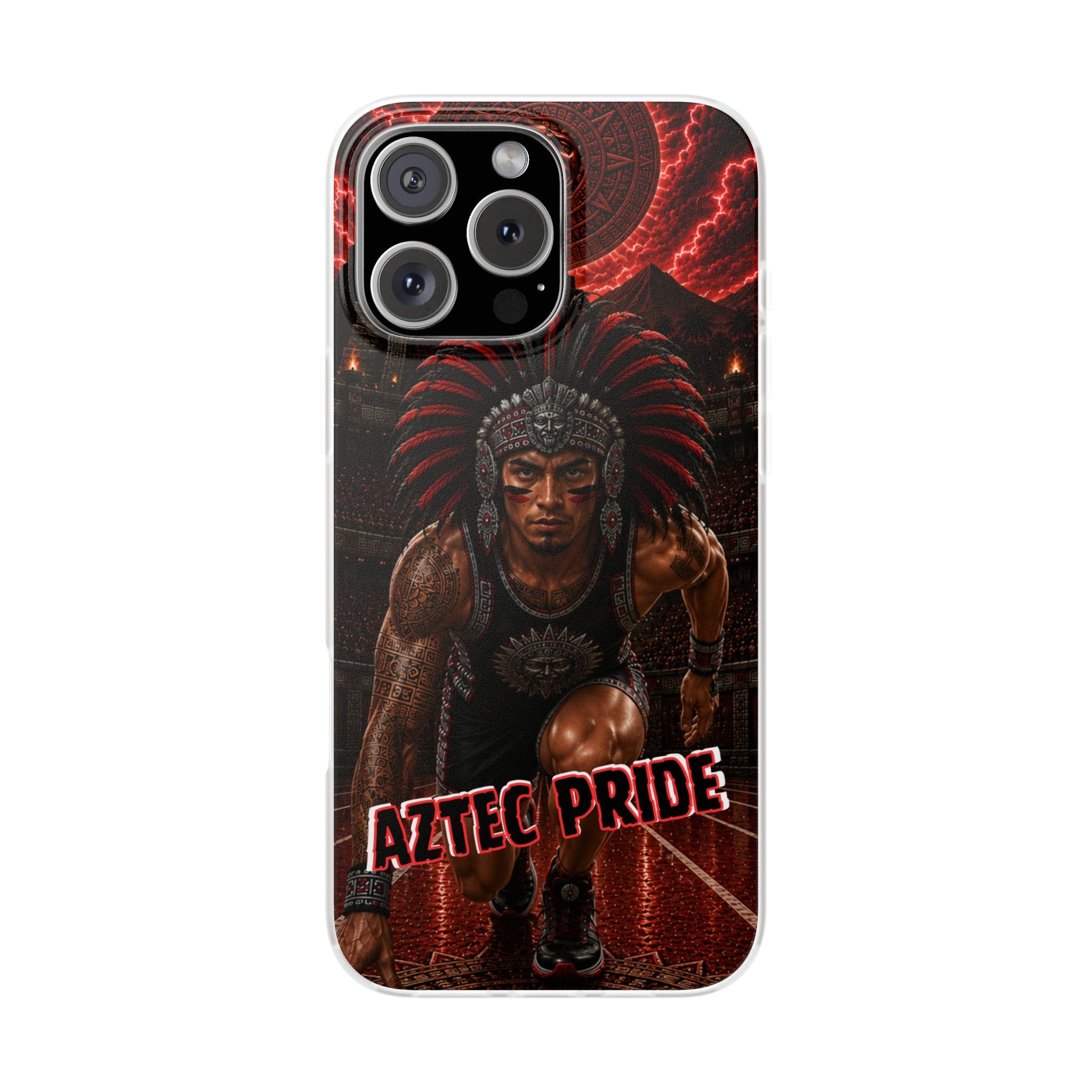 Aztec Track & Field Male Warrior – Flexi Phone Case (iPhone & Samsung • Clear TPU • Made & Shipped in the USA • 🚚 FREE USA Shipping • Personalized Option)