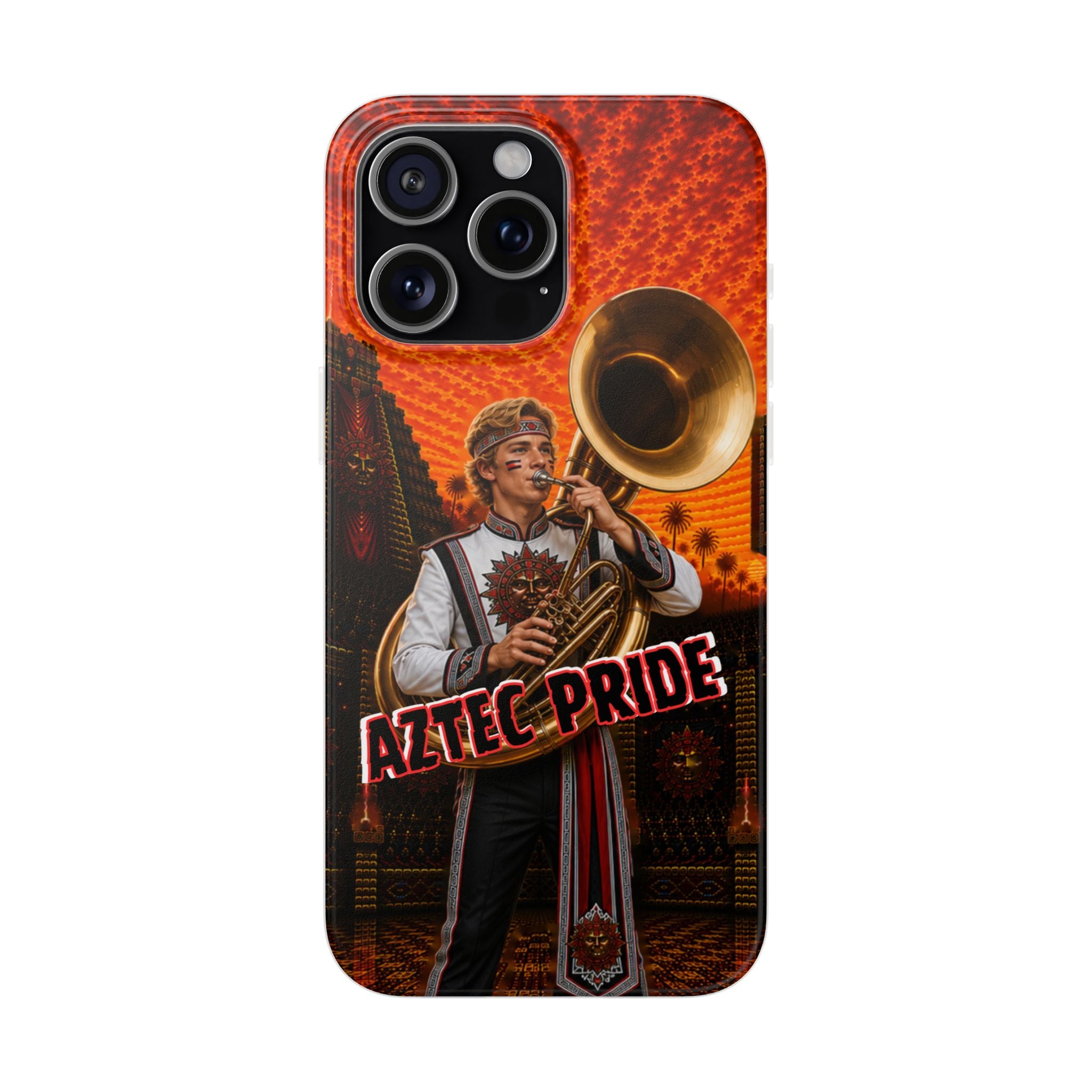 Aztec Band Warrior – Flexi Phone Case (iPhone & Samsung • Clear TPU • Made & Shipped in the USA • 🚚 FREE USA Shipping • Personalized Option)
