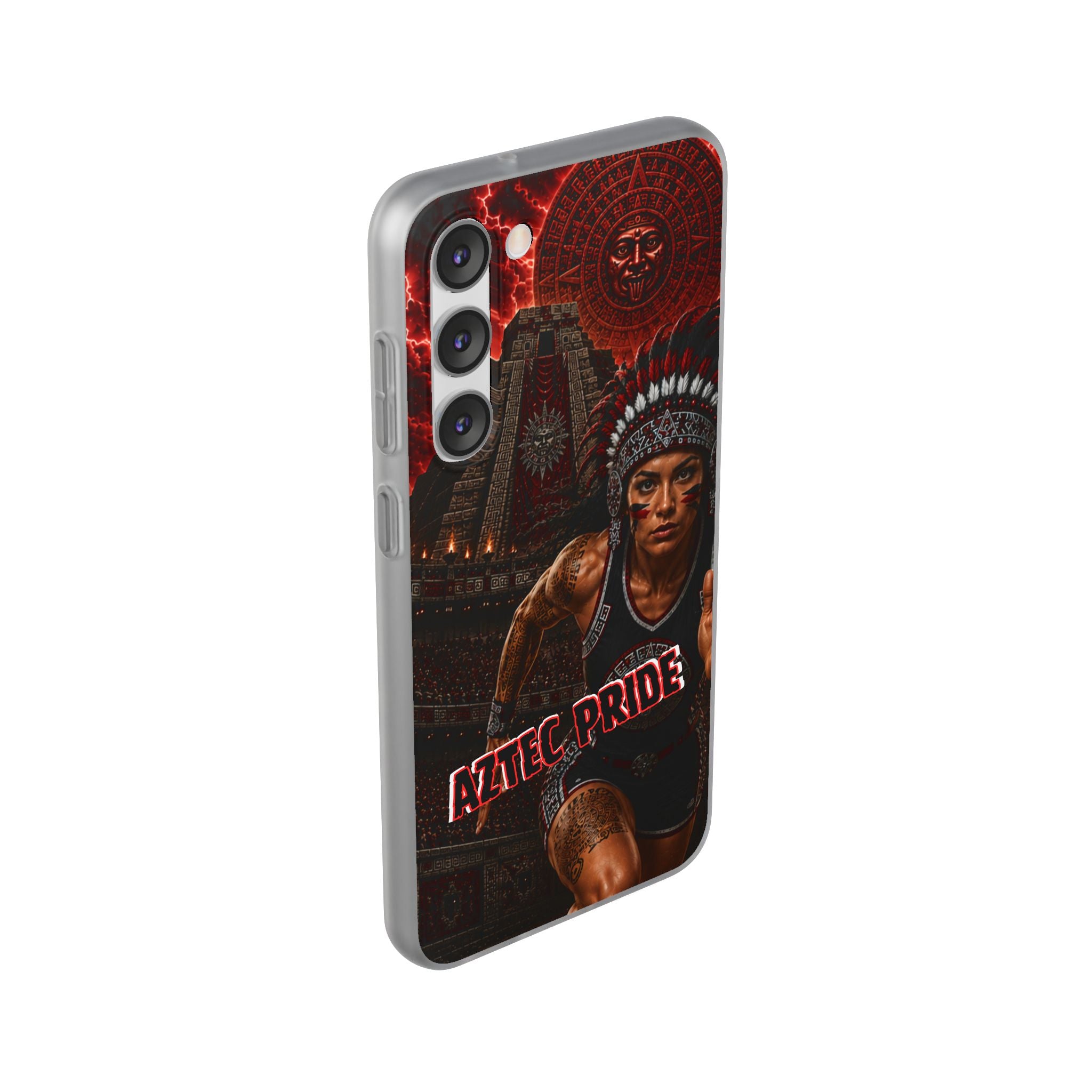 Aztec Track & Field Female Warrior – Flexi Phone Case (iPhone & Samsung • Clear TPU • Made & Shipped in the USA • 🚚 FREE USA Shipping • Personalized Option)
