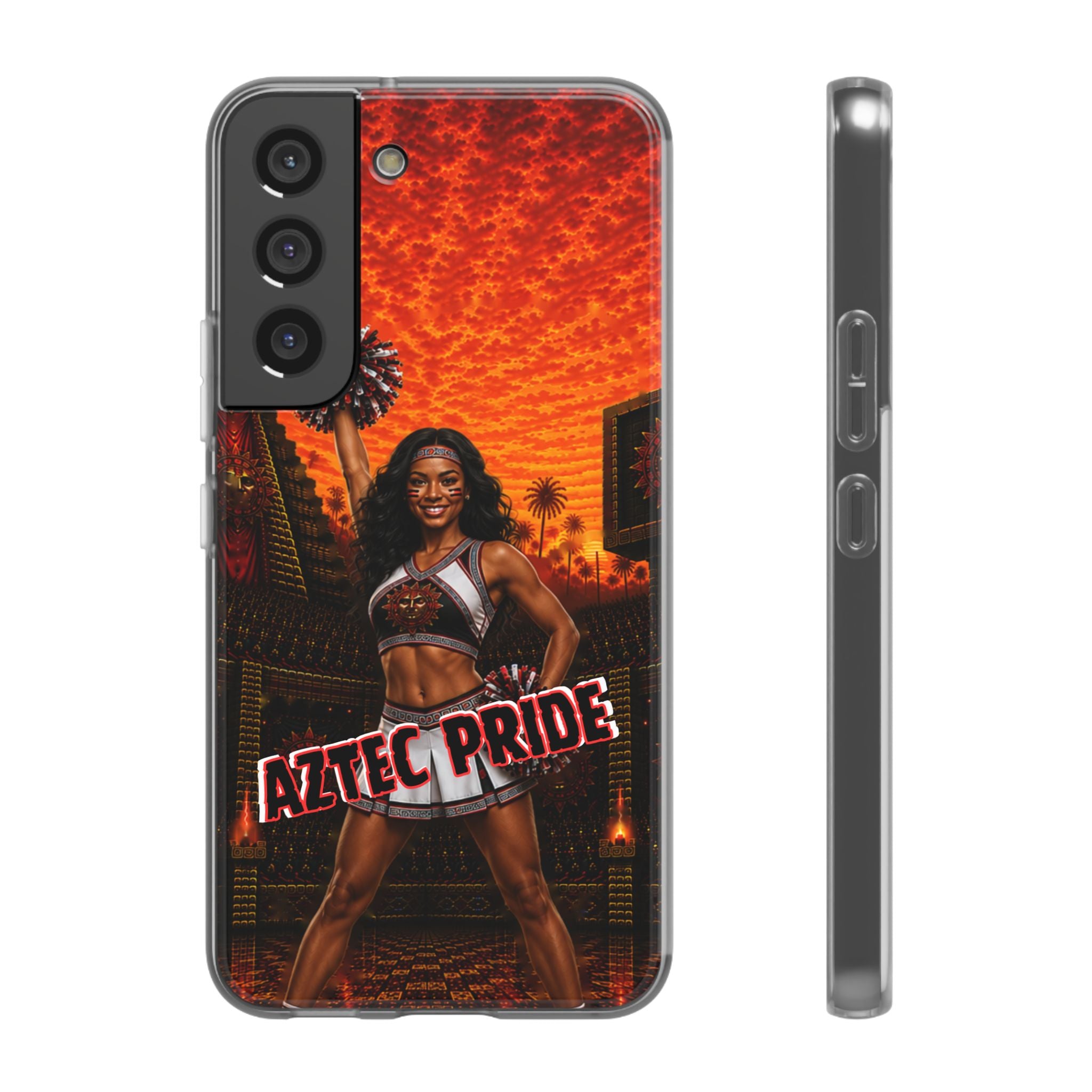 Aztec Cheerleader Warrior – Flexi Phone Case (iPhone & Samsung • Clear TPU • Made & Shipped in the USA • 🚚 FREE USA Shipping • Personalized Option)