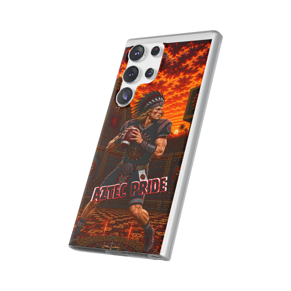 Aztec Football Warrior – Flexi Phone Case (iPhone & Samsung • Clear TPU • Made & Shipped in the USA • 🚚 FREE USA Shipping • Personalized Option)