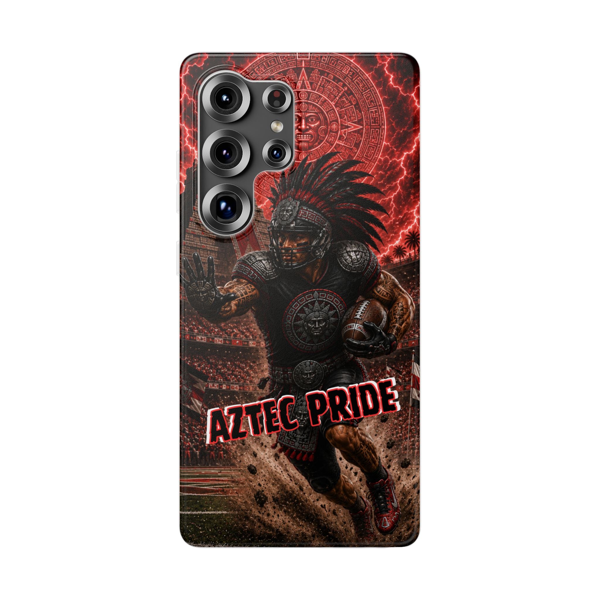 Aztec Football Warrior – Flexi Phone Case (iPhone & Samsung • Clear TPU • Made in USA • Personalized Option)