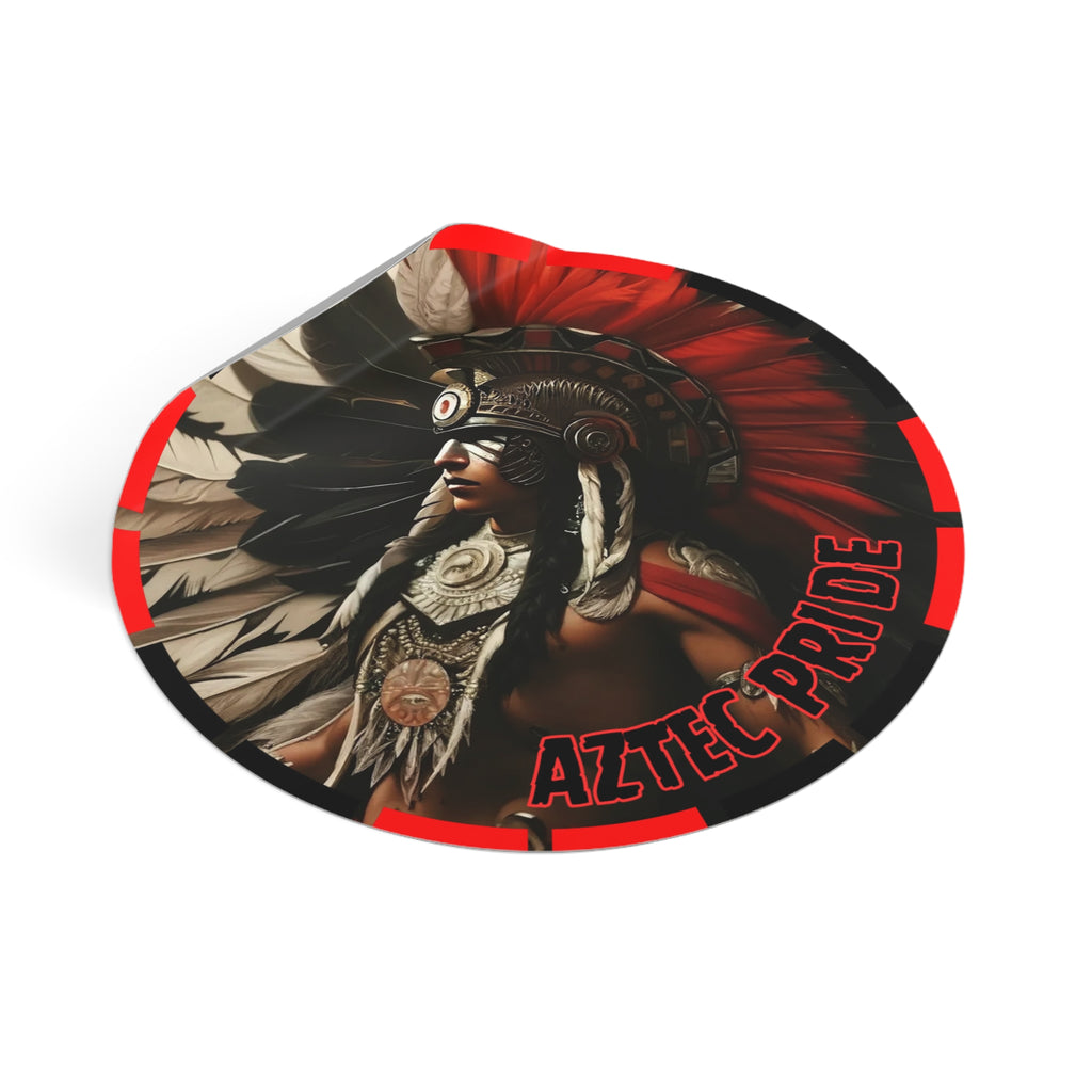 Aztec Fierce Warrior Round Vinyl Sticker – Waterproof Matte Decal (2”–6”)