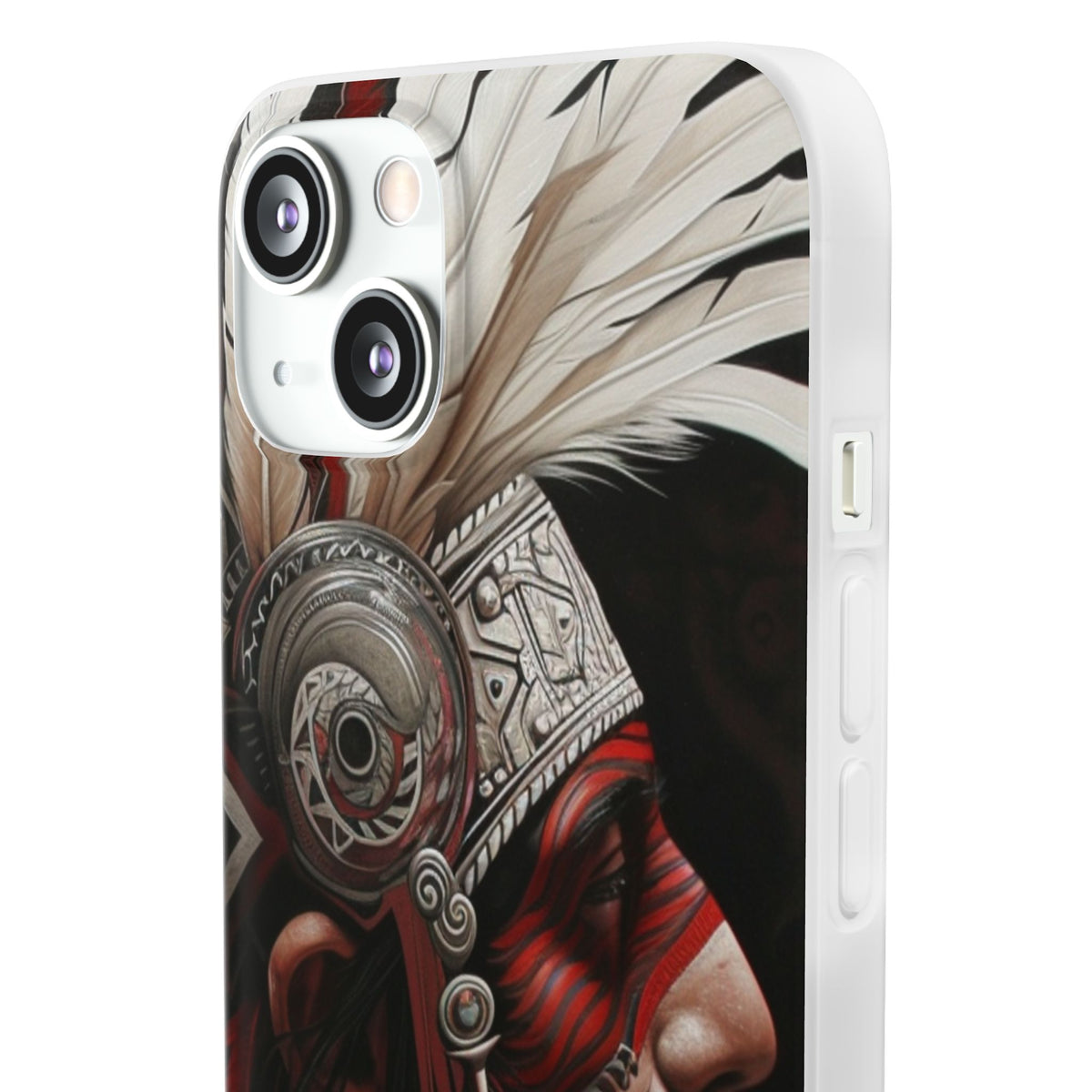 Aztec Warrior King – Flexi Phone Case (iPhone & Samsung • Clear TPU • Made in USA • Personalized Option)