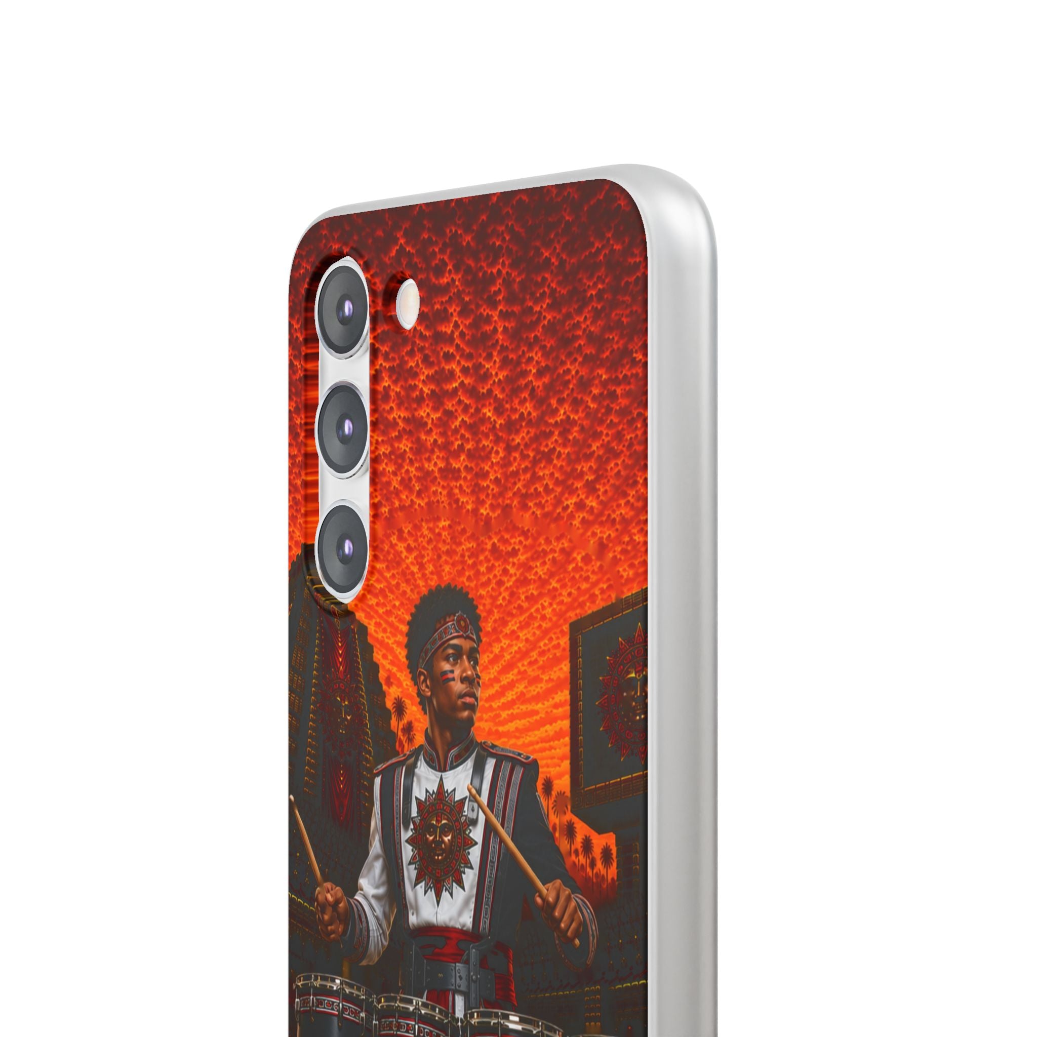 Aztec Band Warrior – Flexi Phone Case (iPhone & Samsung • Clear TPU • Made & Shipped in the USA • 🚚 FREE USA Shipping • Personalized Option)