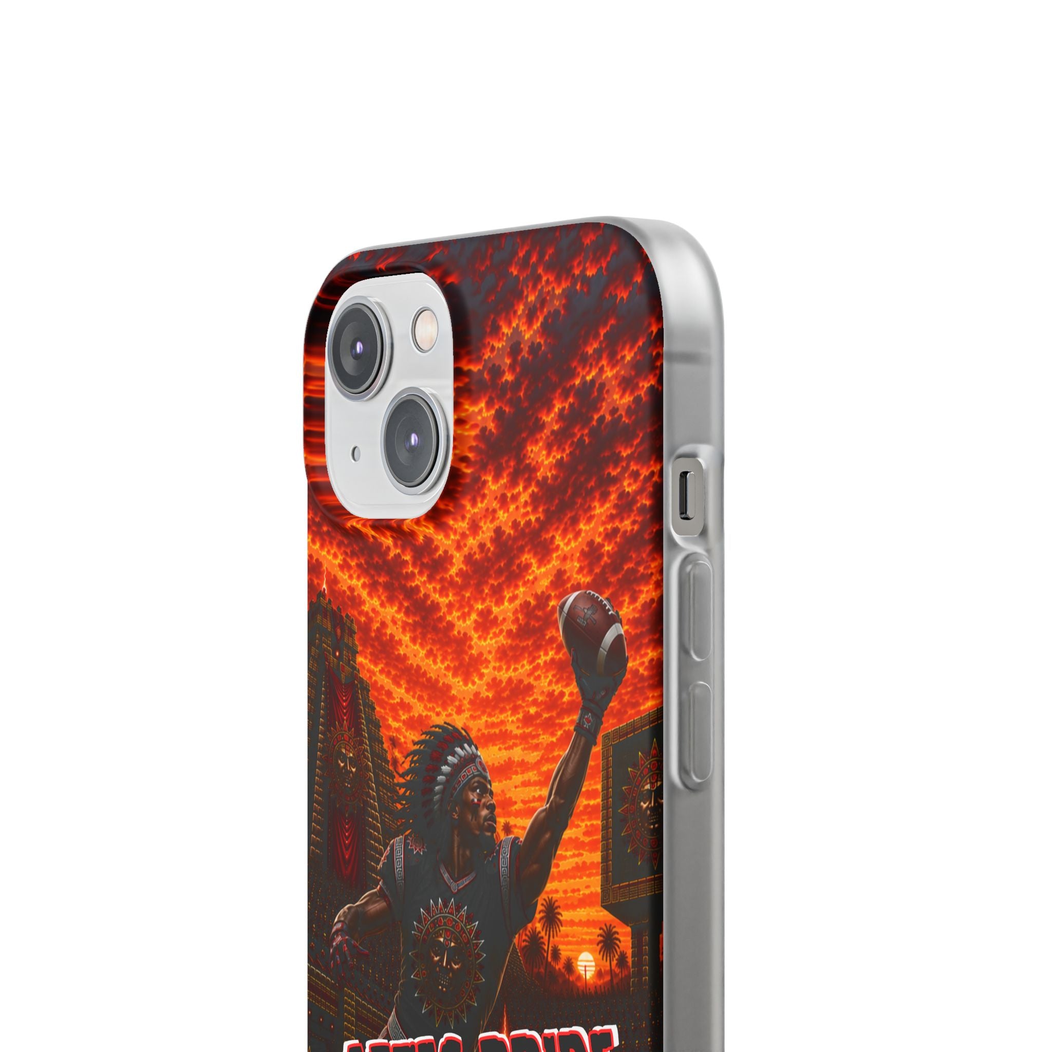 Aztec Football Warrior – Flexi Phone Case (iPhone & Samsung • Clear TPU • Made & Shipped in the USA • 🚚 FREE USA Shipping • Personalized Option)