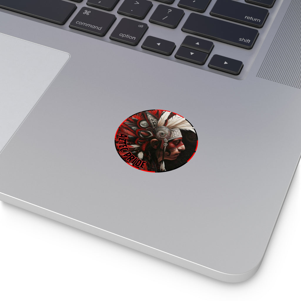 Aztec Warrior King Round Vinyl Sticker – Waterproof Matte Decal (2”–6”)