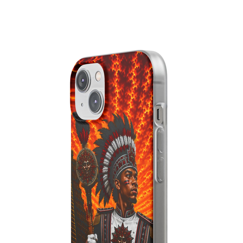 Aztec Drum Major Warrior – Flexi Phone Case (iPhone & Samsung • Clear TPU • Made & Shipped in the USA • 🚚 FREE USA Shipping • Personalized Option)