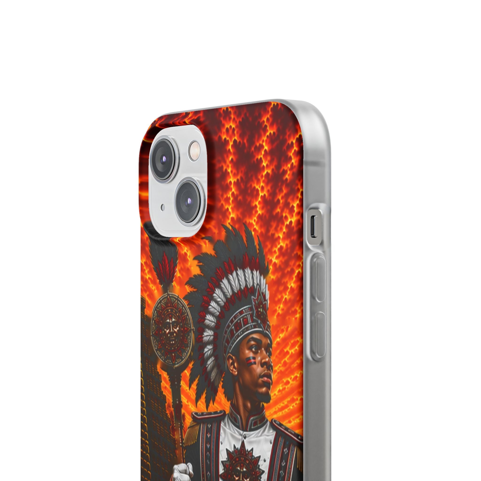 Aztec Drum Major Warrior – Flexi Phone Case (iPhone & Samsung • Clear TPU • Made & Shipped in the USA • 🚚 FREE USA Shipping • Personalized Option)