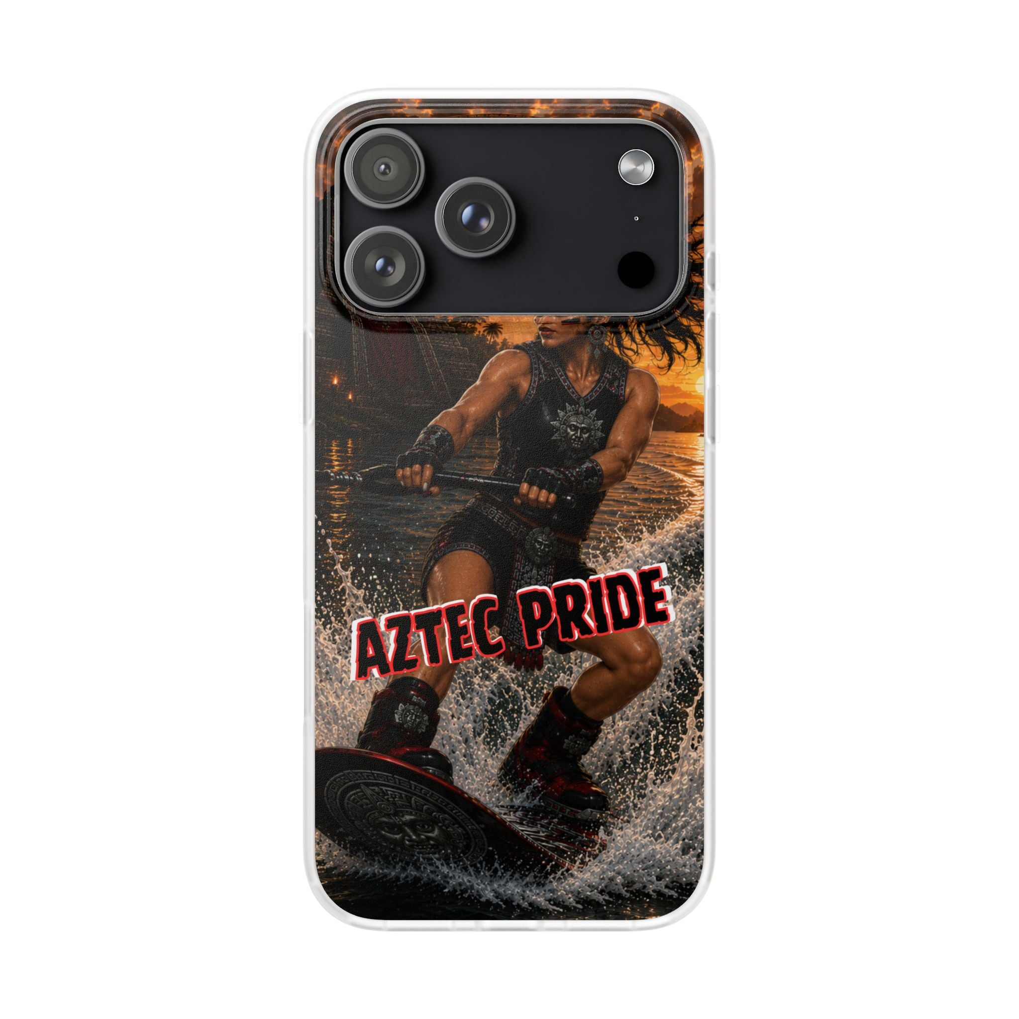 Aztec Wakeboard Female Warrior – Flexi Phone Case (iPhone & Samsung • Clear TPU • Made & Shipped in the USA • 🚚 FREE USA Shipping • Personalized Option)