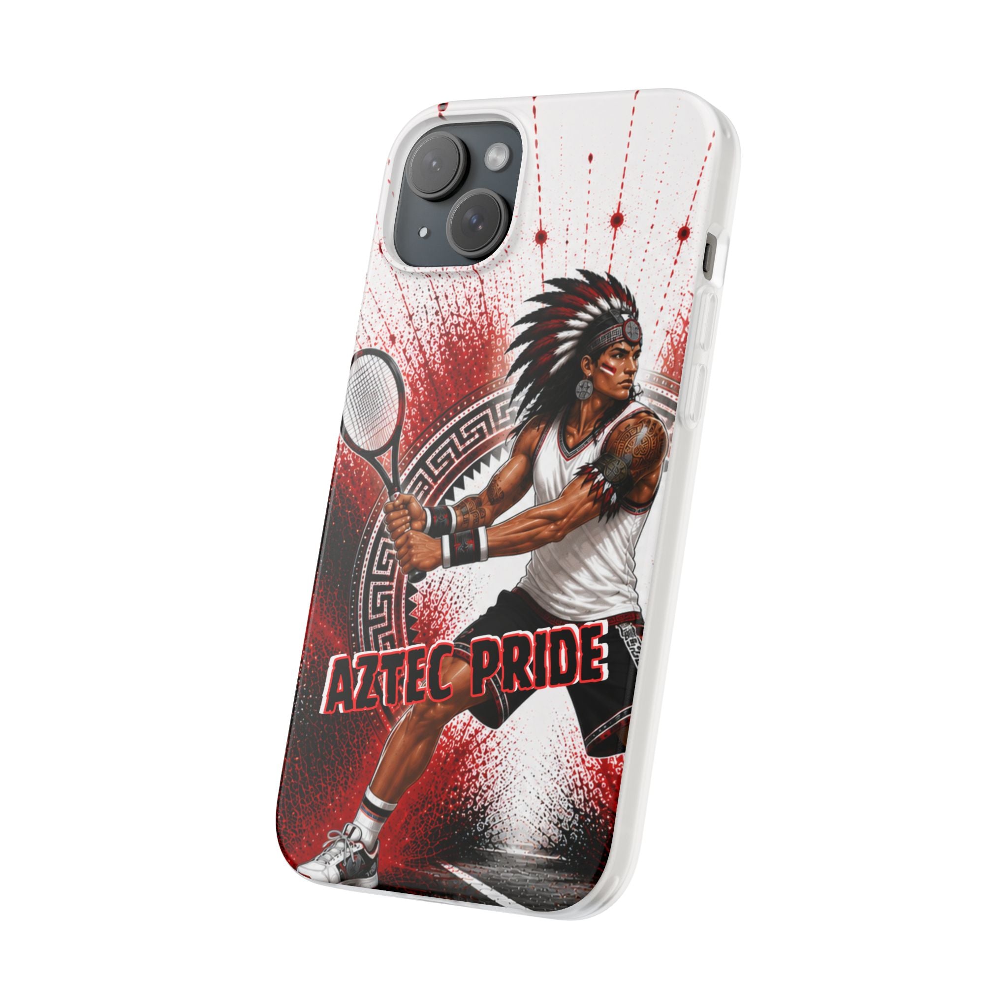 Aztec Tennis Male Warrior – Flexi Phone Case (iPhone & Samsung • Clear TPU • Made & Shipped in the USA • 🚚 FREE USA Shipping • Personalized Option)