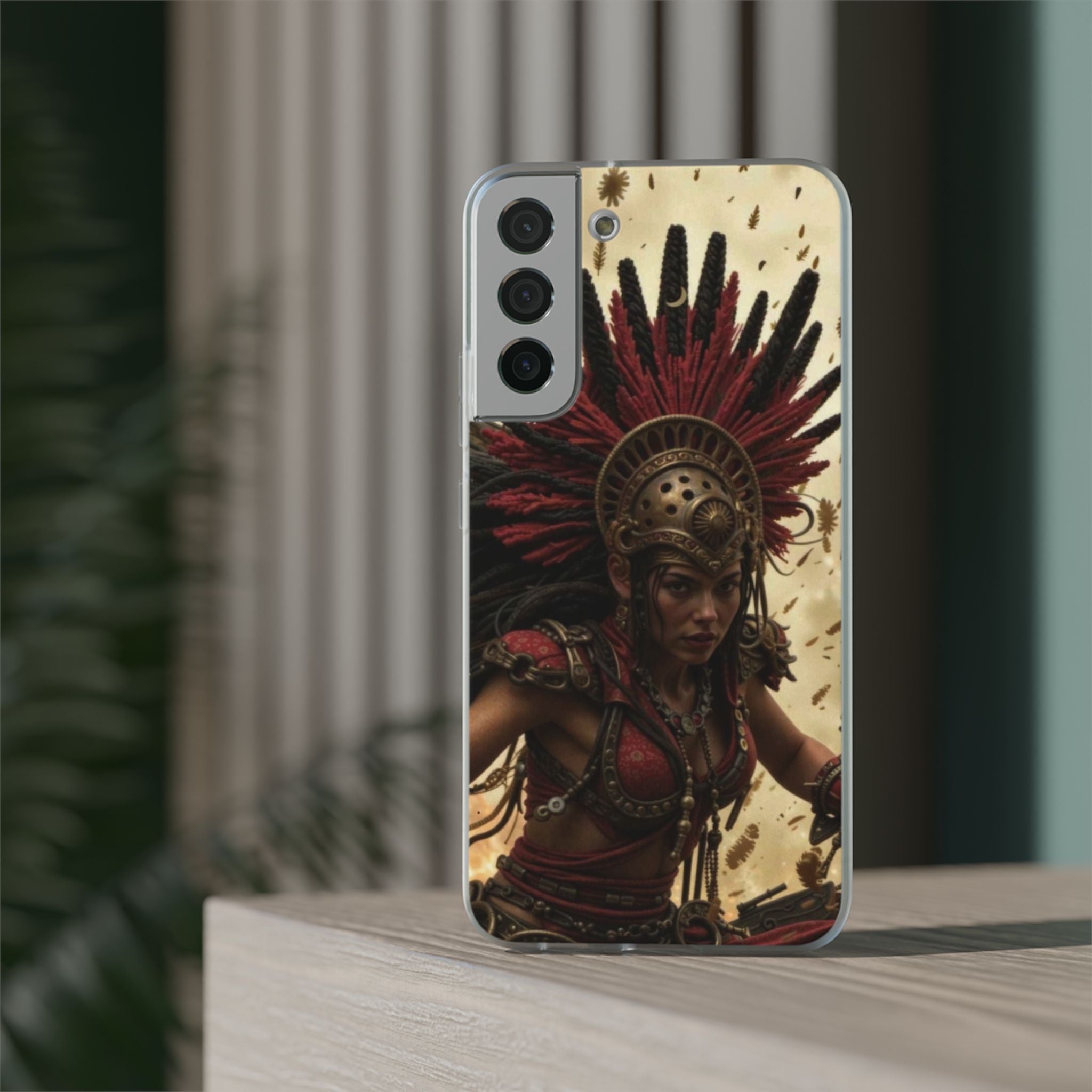 Aztec Bloodwar Queen – Flexi Phone Case (iPhone & Samsung • Clear TPU • Made in USA • Personalized Option)