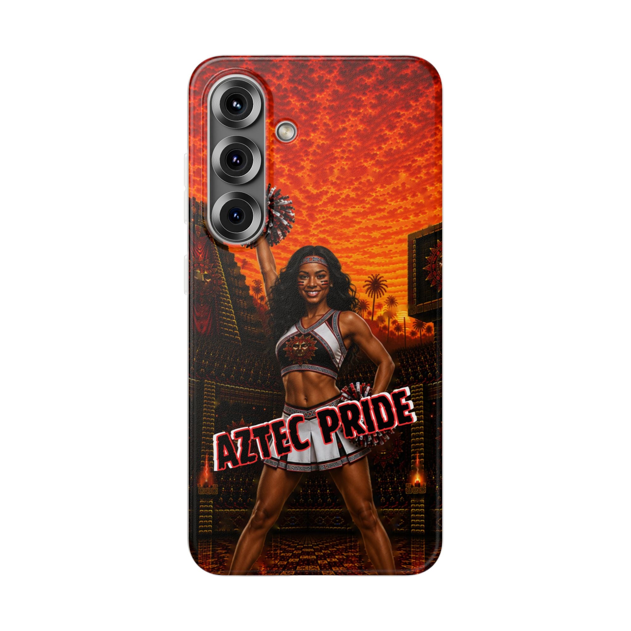 Aztec Cheerleader Warrior – Flexi Phone Case (iPhone & Samsung • Clear TPU • Made & Shipped in the USA • 🚚 FREE USA Shipping • Personalized Option)