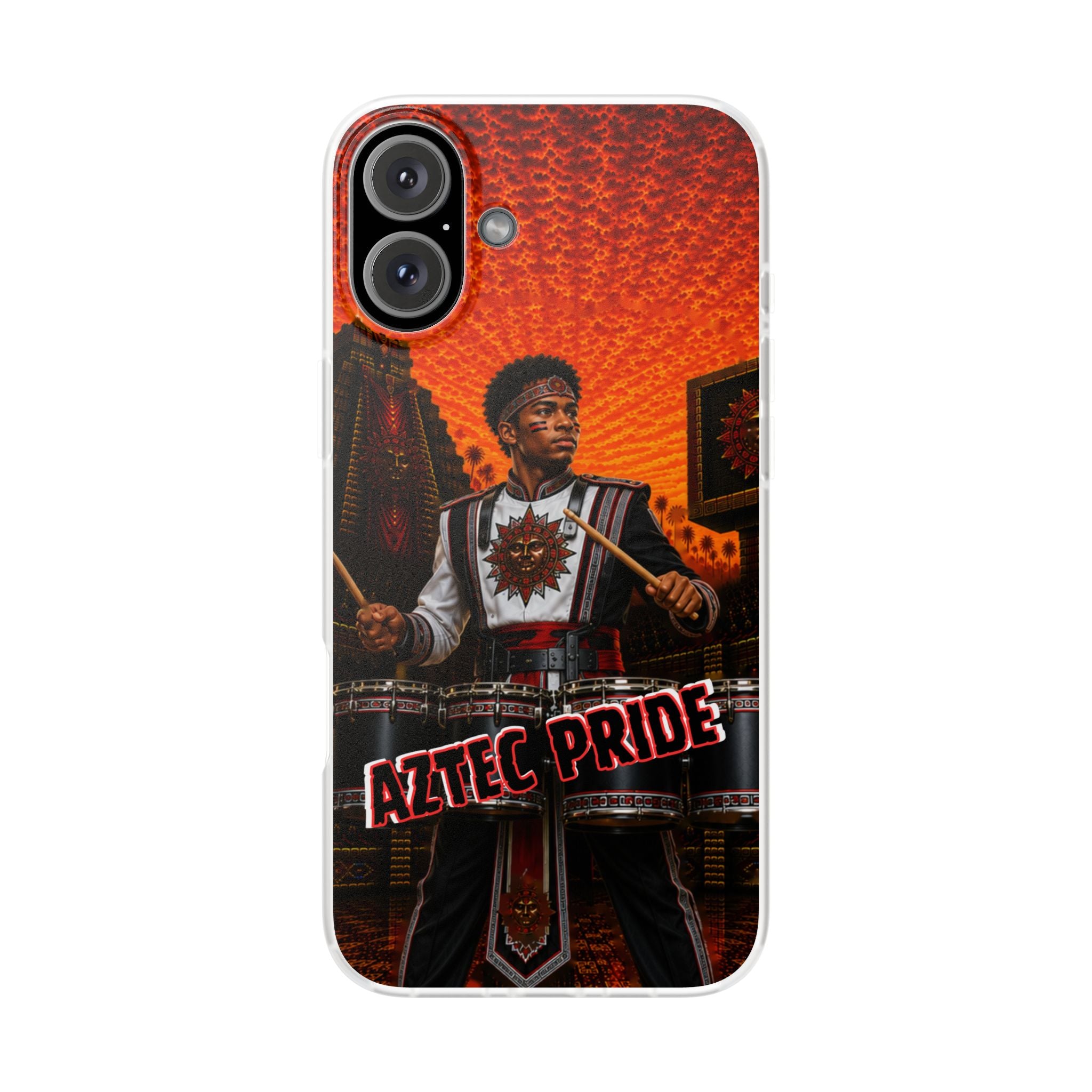 Aztec Band Warrior – Flexi Phone Case (iPhone & Samsung • Clear TPU • Made & Shipped in the USA • 🚚 FREE USA Shipping • Personalized Option)