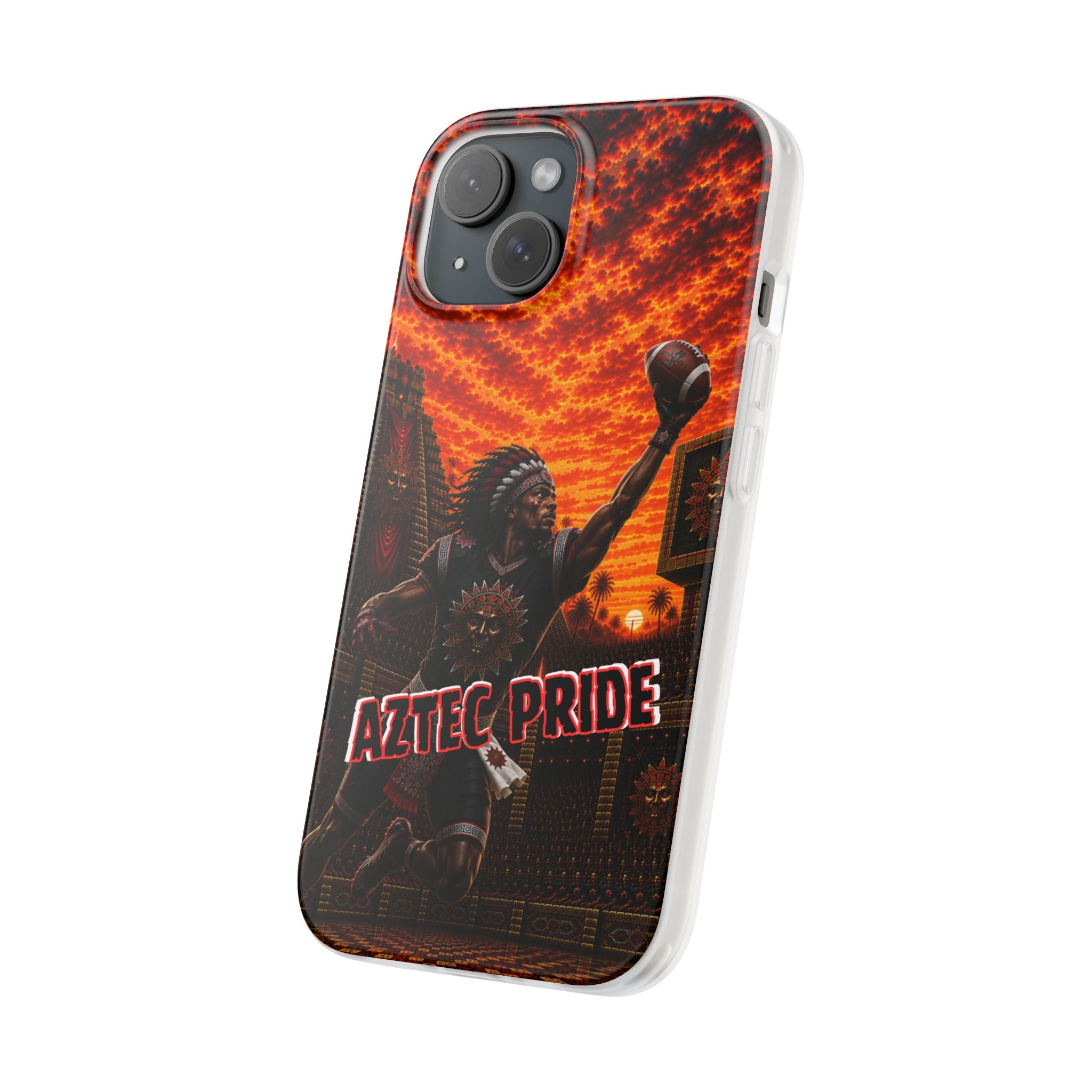 Aztec Football Warrior – Flexi Phone Case (iPhone & Samsung • Clear TPU • Made & Shipped in the USA • 🚚 FREE USA Shipping • Personalized Option)