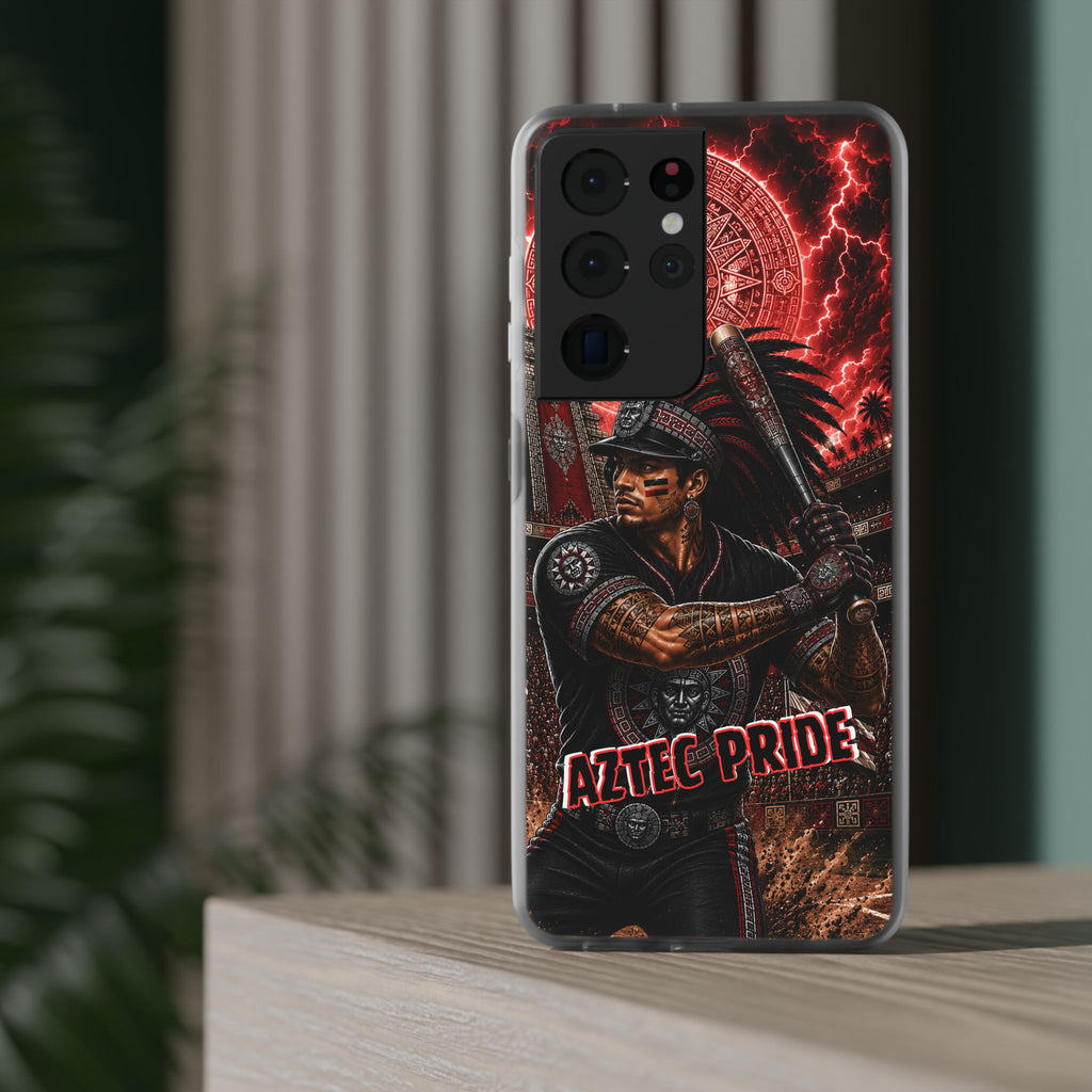 Aztec Baseball Warrior – Flexi Phone Case (iPhone & Samsung • Clear TPU • Made & Shipped in the USA • 🚚 FREE USA Shipping • Personalized Option)