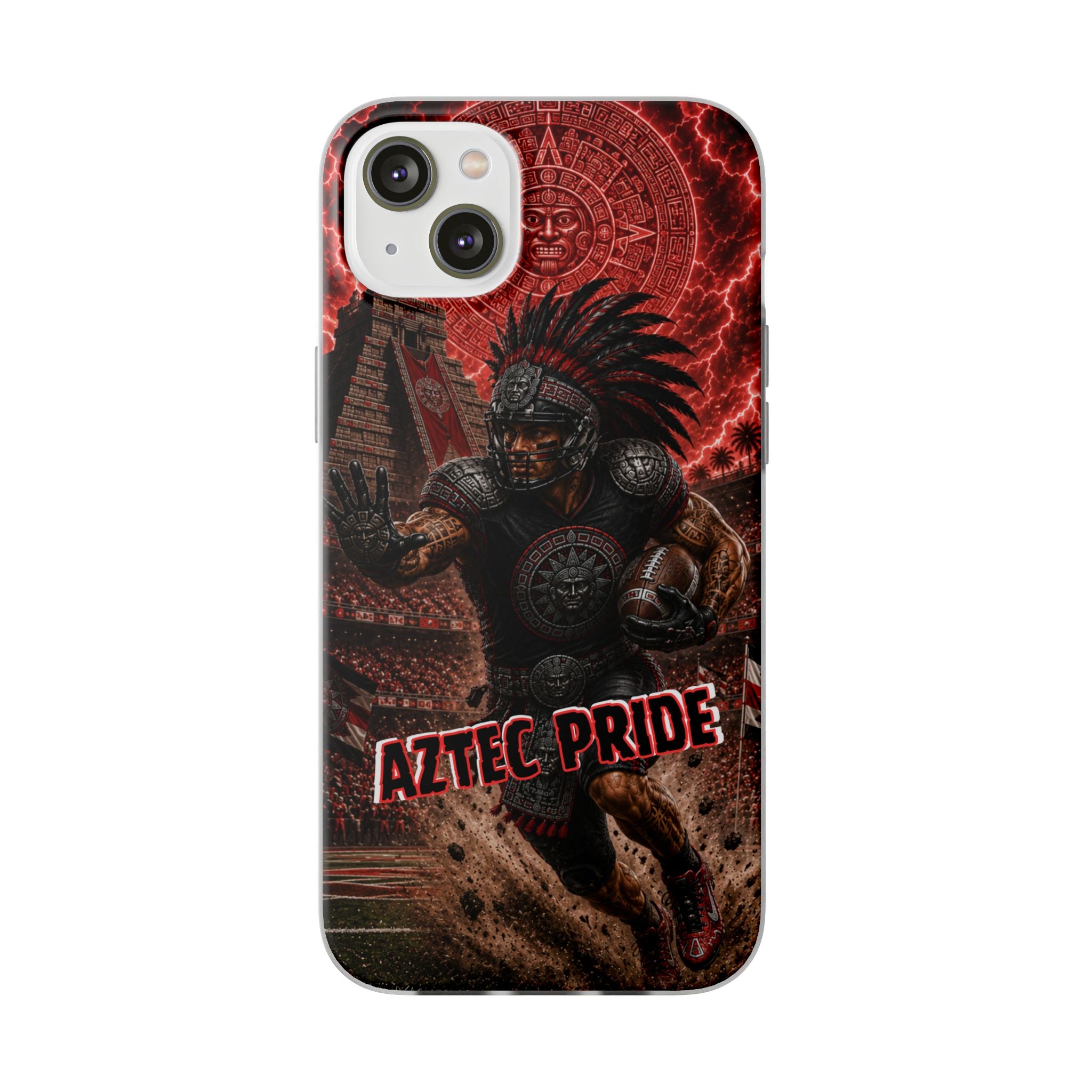 Aztec Football Warrior – Flexi Phone Case (iPhone & Samsung • Clear TPU • Made in USA • Personalized Option)