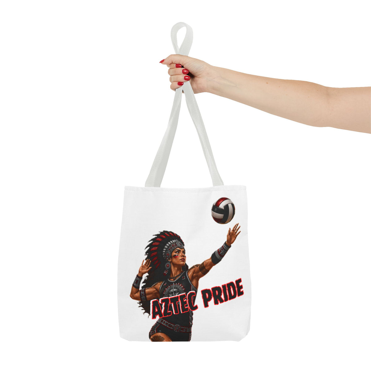 Aztec Volleyball Warrior Tote Bag | Aztec-Inspired AI Art • Made & Shipped in the USA • 🚚 FREE USA Shipping • FREE Personalization