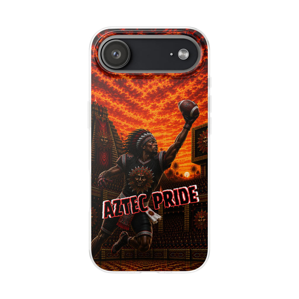 Aztec Football Warrior – Flexi Phone Case (iPhone & Samsung • Clear TPU • Made & Shipped in the USA • 🚚 FREE USA Shipping • Personalized Option)
