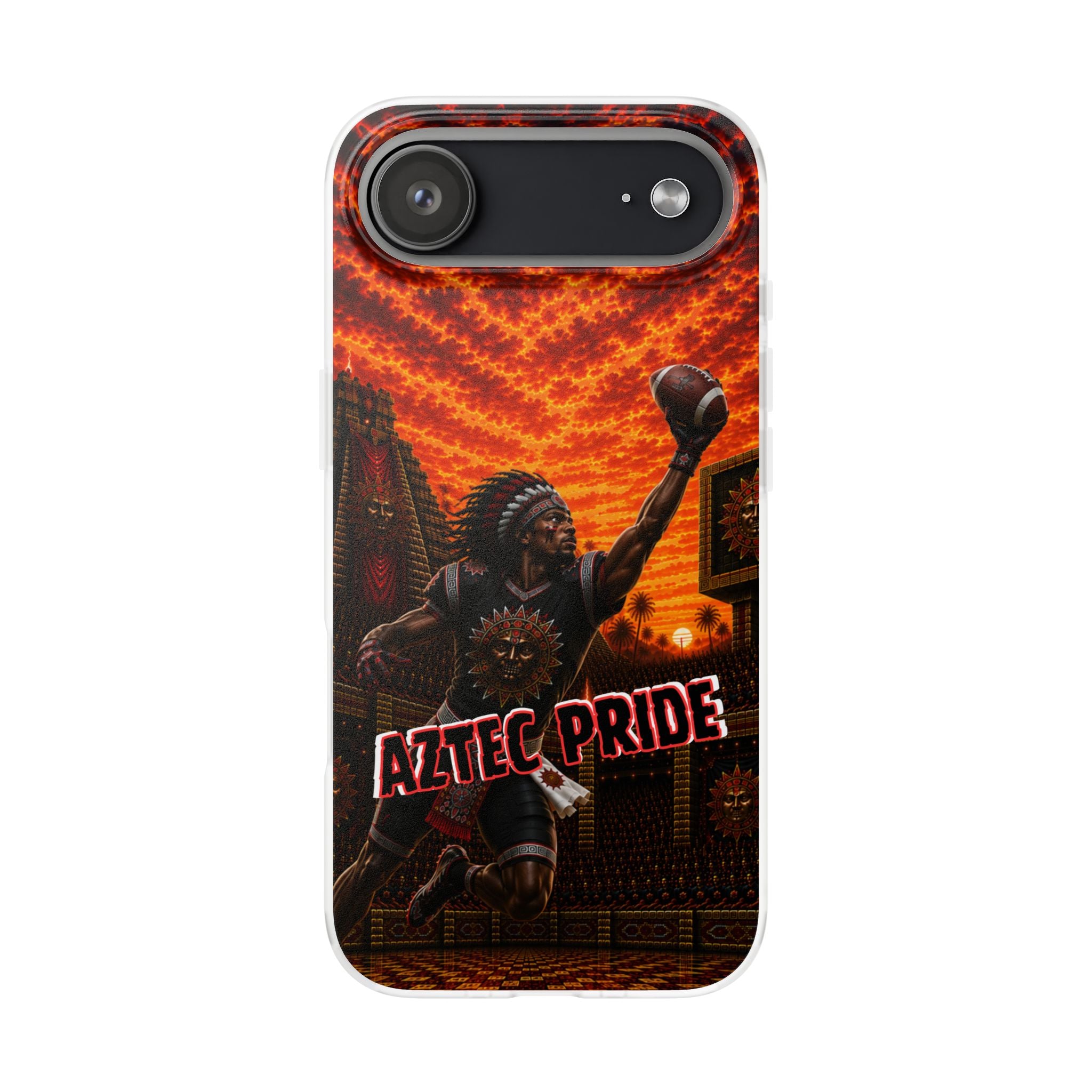 Aztec Football Warrior – Flexi Phone Case (iPhone & Samsung • Clear TPU • Made & Shipped in the USA • 🚚 FREE USA Shipping • Personalized Option)