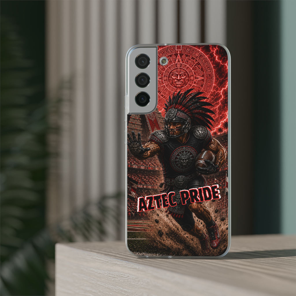 Aztec Football Warrior – Flexi Phone Case (iPhone & Samsung • Clear TPU • Made in USA • Personalized Option)