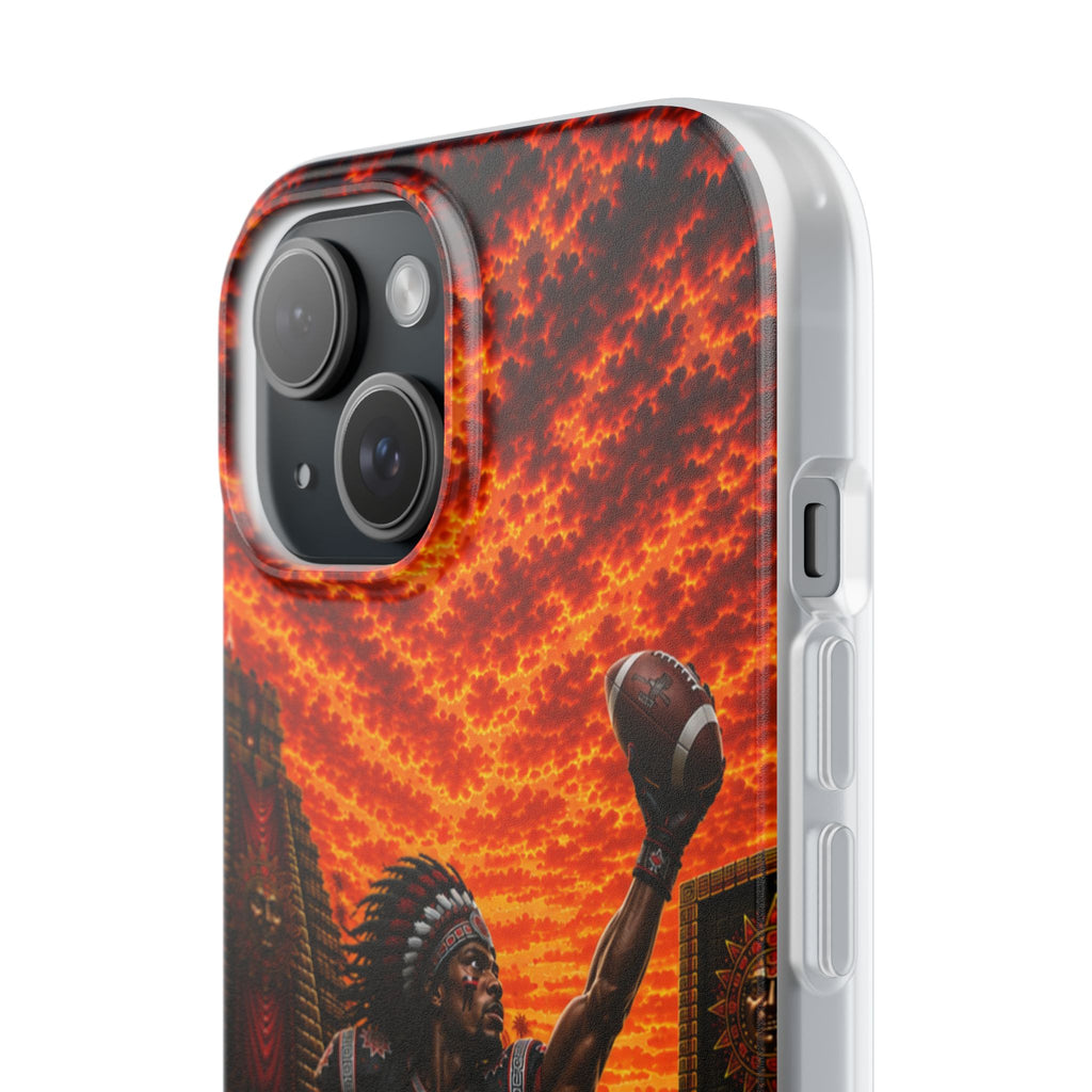 Aztec Football Warrior – Flexi Phone Case (iPhone & Samsung • Clear TPU • Made & Shipped in the USA • 🚚 FREE USA Shipping • Personalized Option)