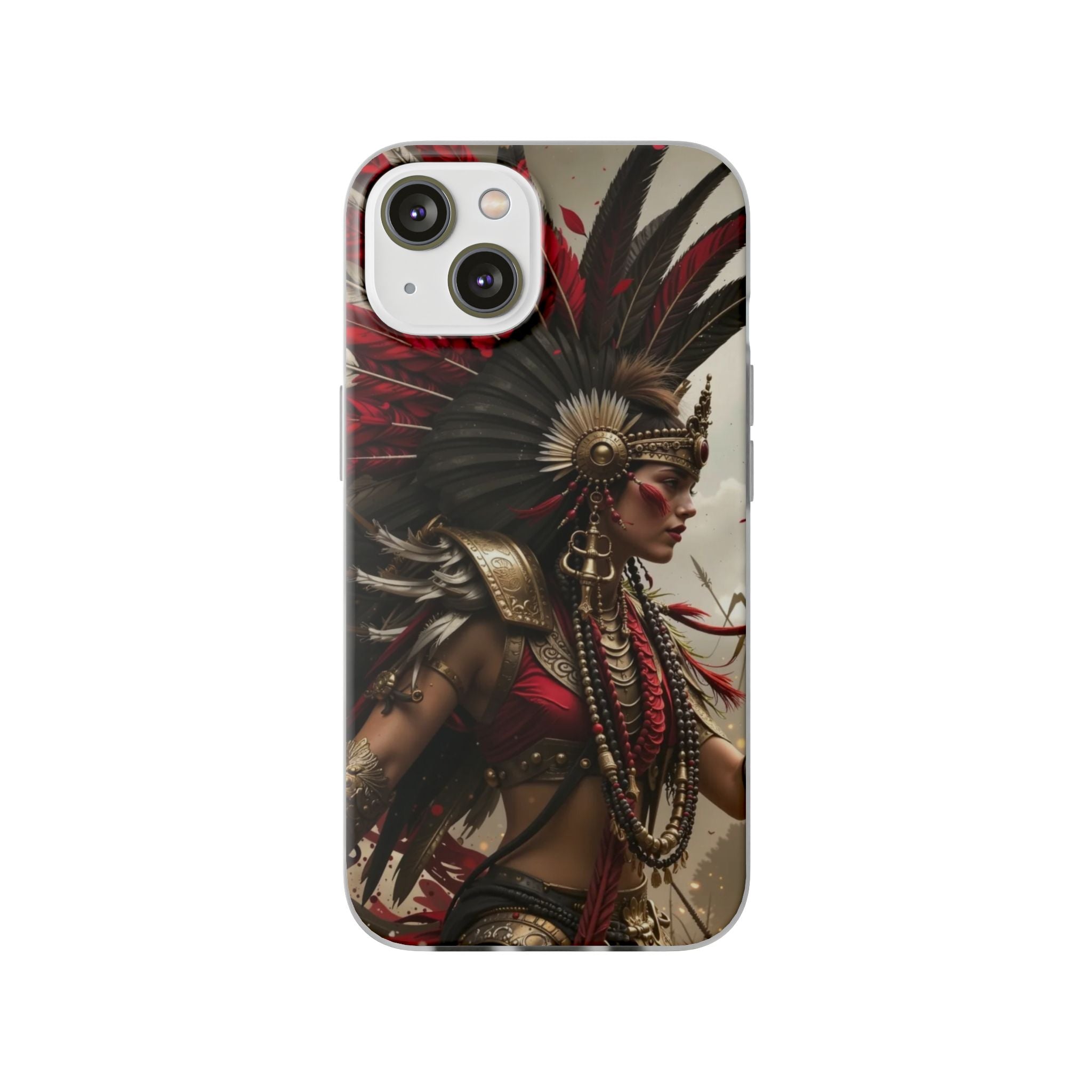 Aztec Warrior Queen – Flexi Phone Case (iPhone & Samsung • Clear TPU • Made in USA • Personalized Option)