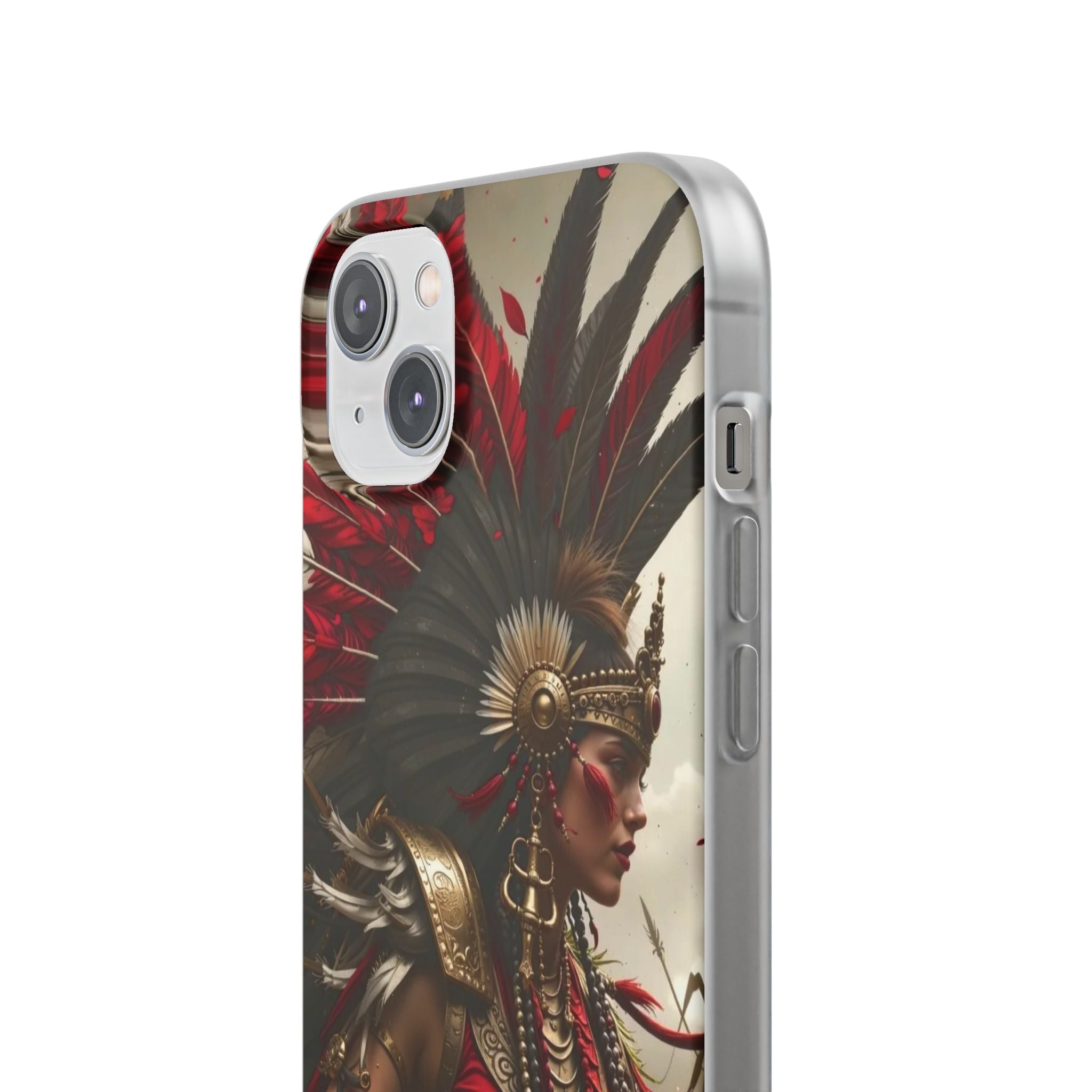 Aztec Warrior Queen – Flexi Phone Case (iPhone & Samsung • Clear TPU • Made in USA • Personalized Option)