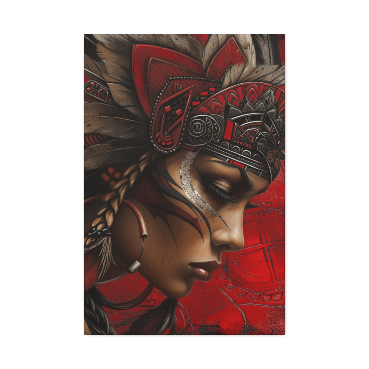 Aztec Sun Goddess – Bold Aztec Wall Art Canvas