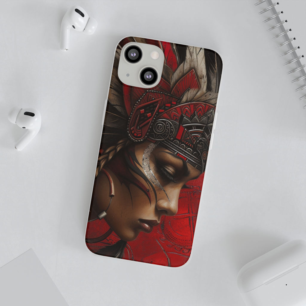 Aztec Sun Goddess – Flexi Phone Case (iPhone & Samsung • Clear TPU • Made in USA • Personalized Option)