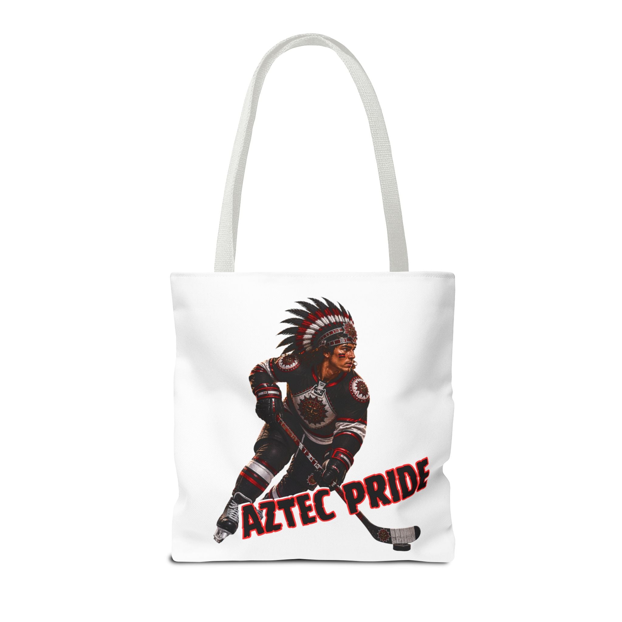 Aztec Hockey Warrior Tote Bag | Aztec-Inspired AI Art • Made & Shipped in the USA • 🚚 FREE USA Shipping • FREE Personalization