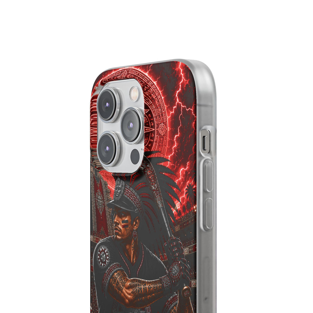 Aztec Baseball Warrior – Flexi Phone Case (iPhone & Samsung • Clear TPU • Made & Shipped in the USA • 🚚 FREE USA Shipping • Personalized Option)