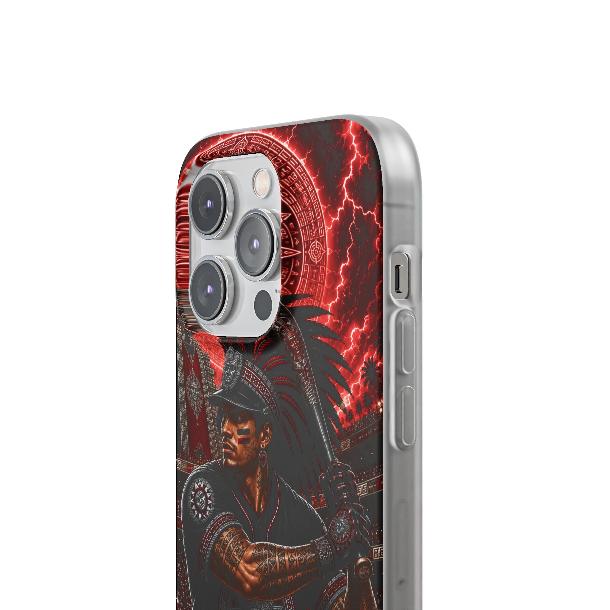Aztec Baseball Warrior – Flexi Phone Case (iPhone & Samsung • Clear TPU • Made & Shipped in the USA • 🚚 FREE USA Shipping • Personalized Option)