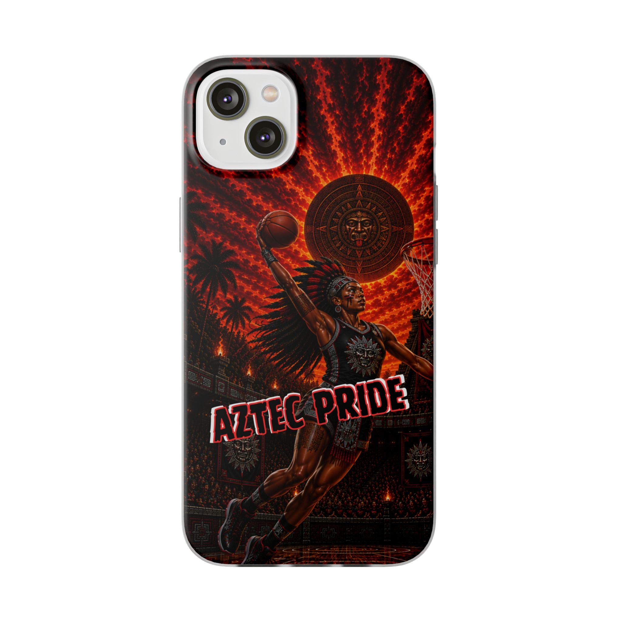 Aztec Basketball Female Warrior – Flexi Phone Case (iPhone & Samsung • Clear TPU • Made & Shipped in the USA • 🚚 FREE USA Shipping • Personalized Option)