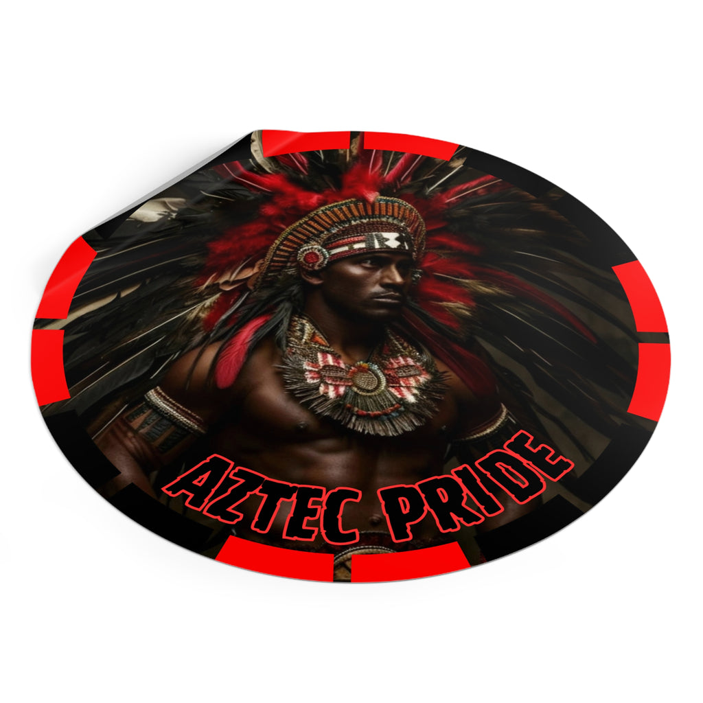 Aztec Panther Warrior Round Vinyl Sticker – Waterproof Matte Decal (2”–6”)